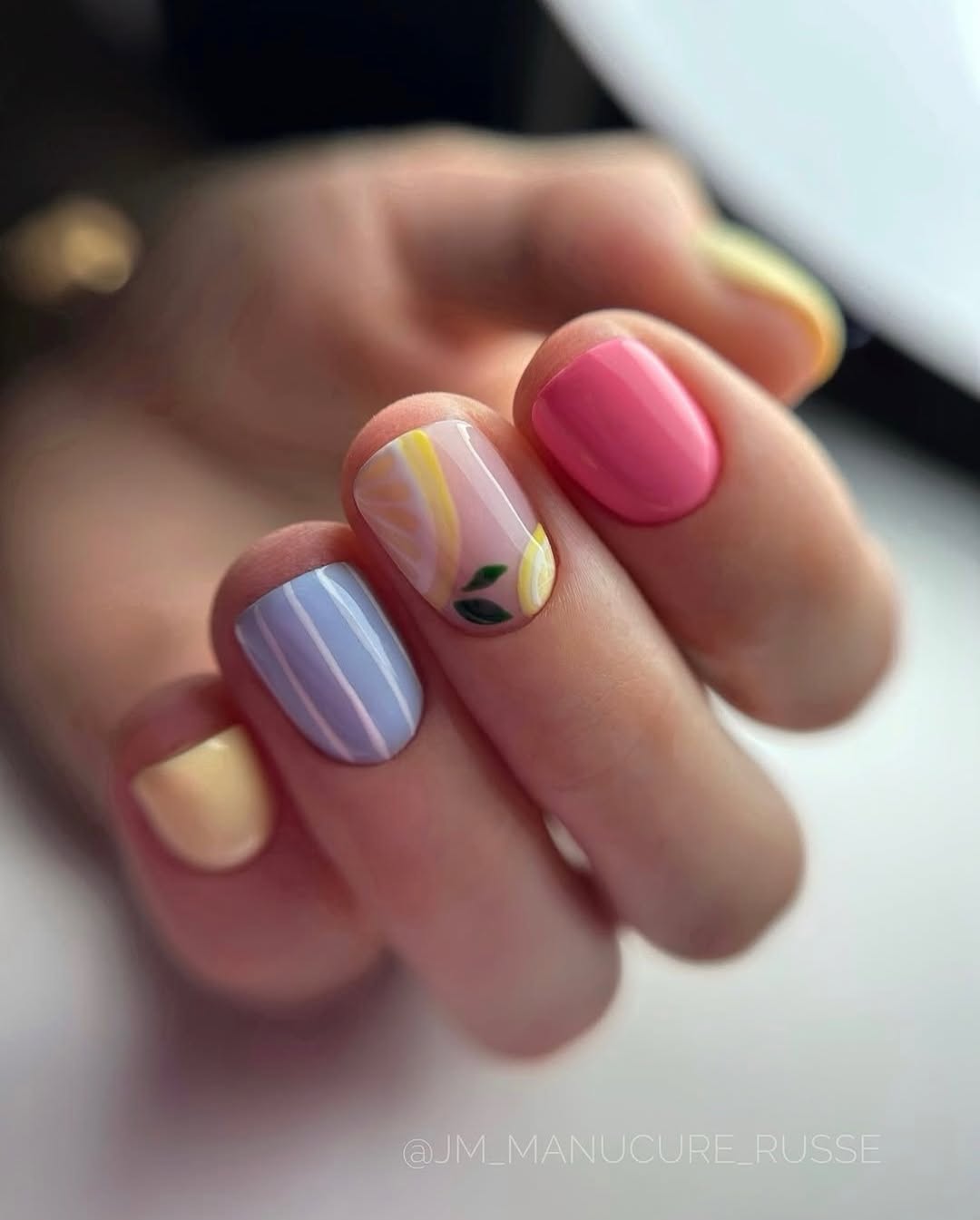 Summer Lemonade Pastel Striped Nails