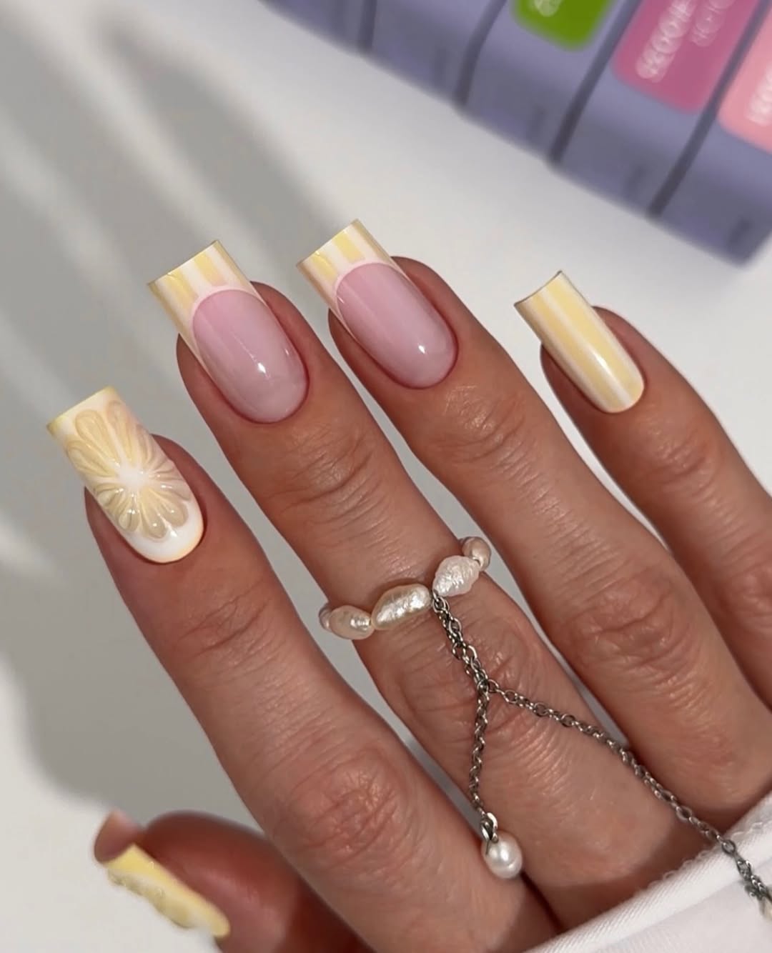 Sunny Citrus French Tip Coffin Nails
