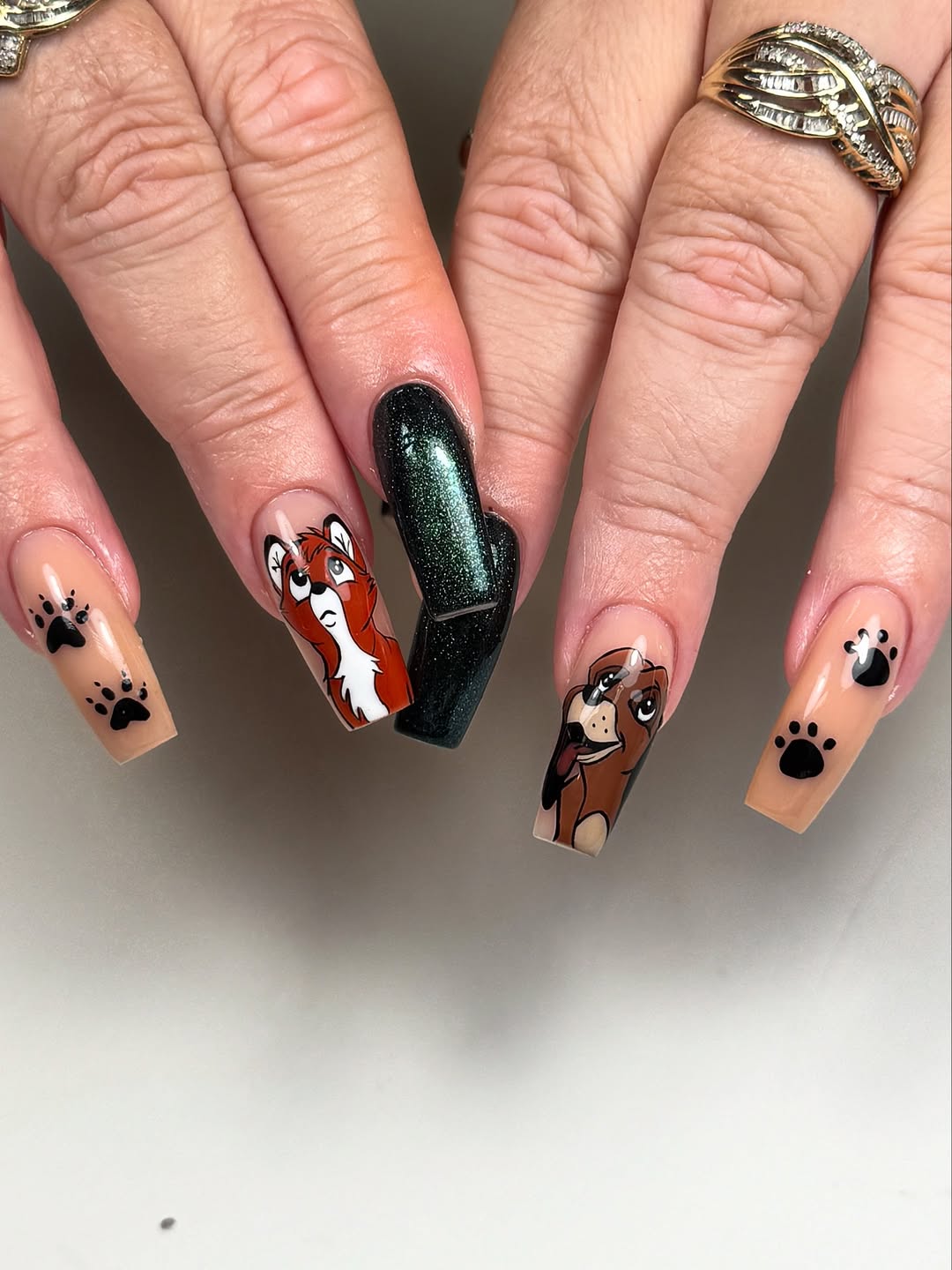 The Fox and the Hound Character Art Nails