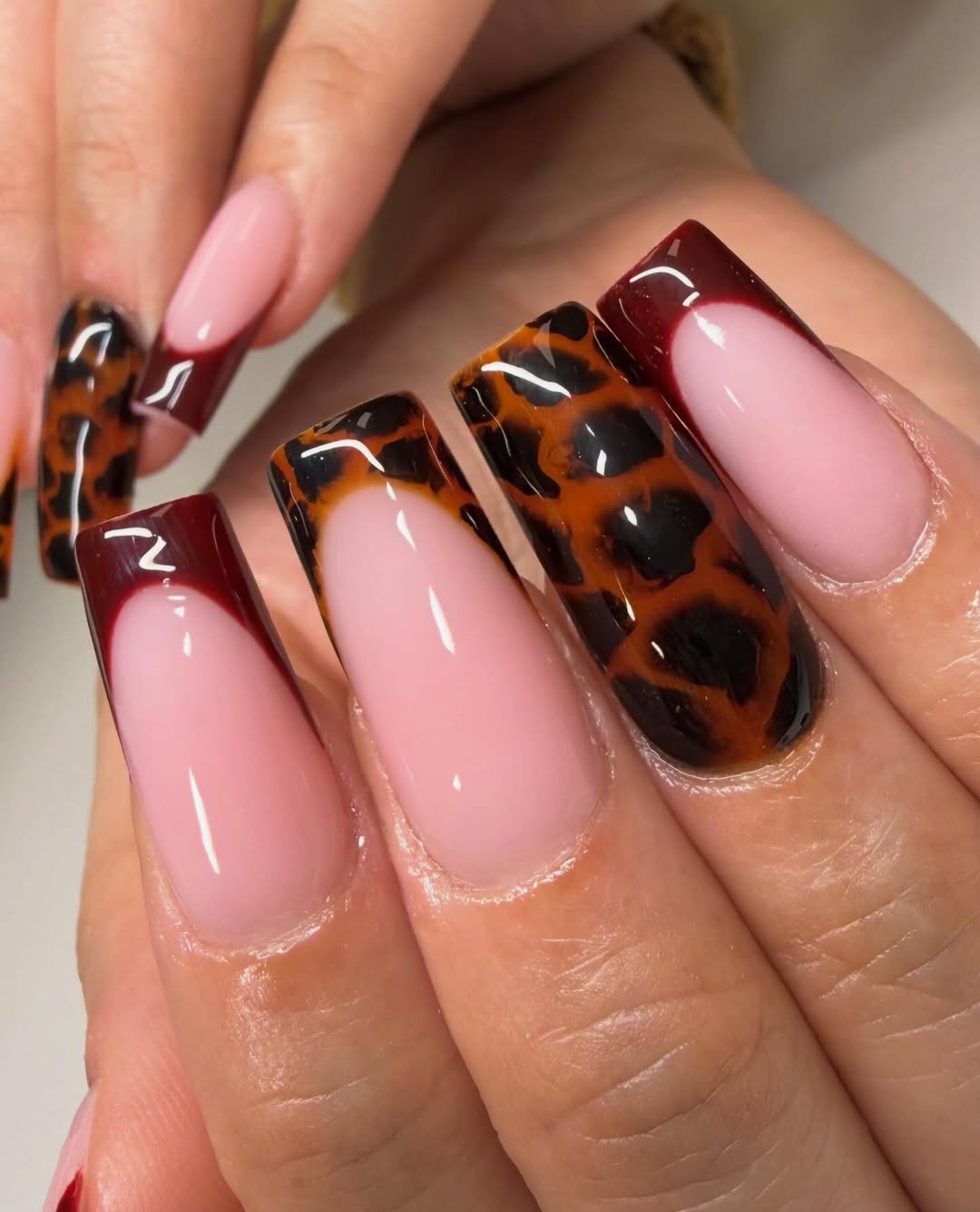 Tortoise Shell French Tip Matte Nails