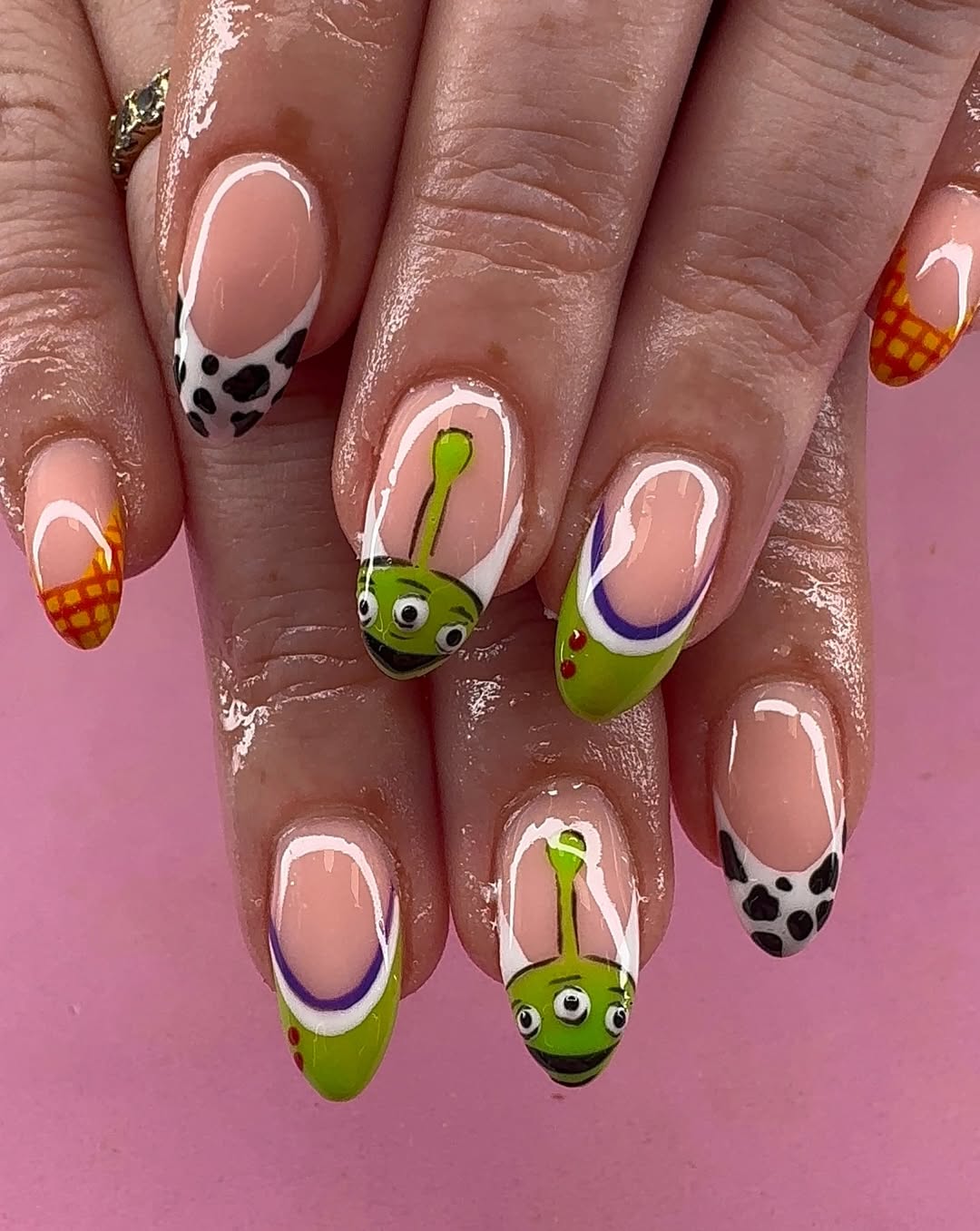 Toy Story Themed French Tip Nails