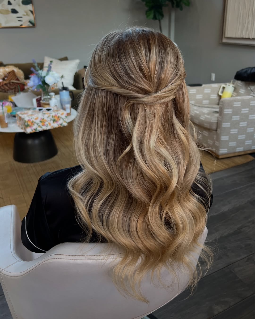 Twisted Half-Up Classic Waves For Bridesmaids