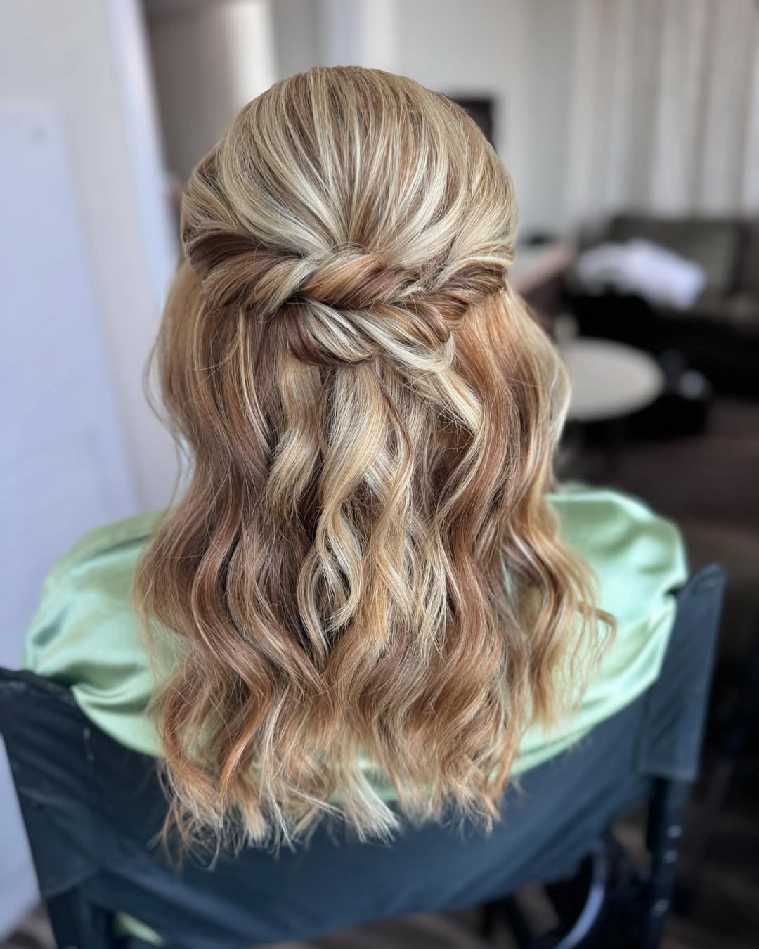Twisted Half-Up Flowing Waves For Bridesmaids