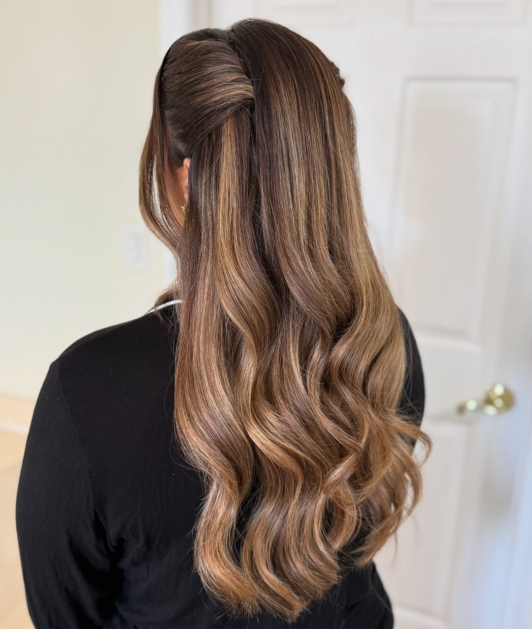 Twisted Half-Up Waves With Honey Balayage