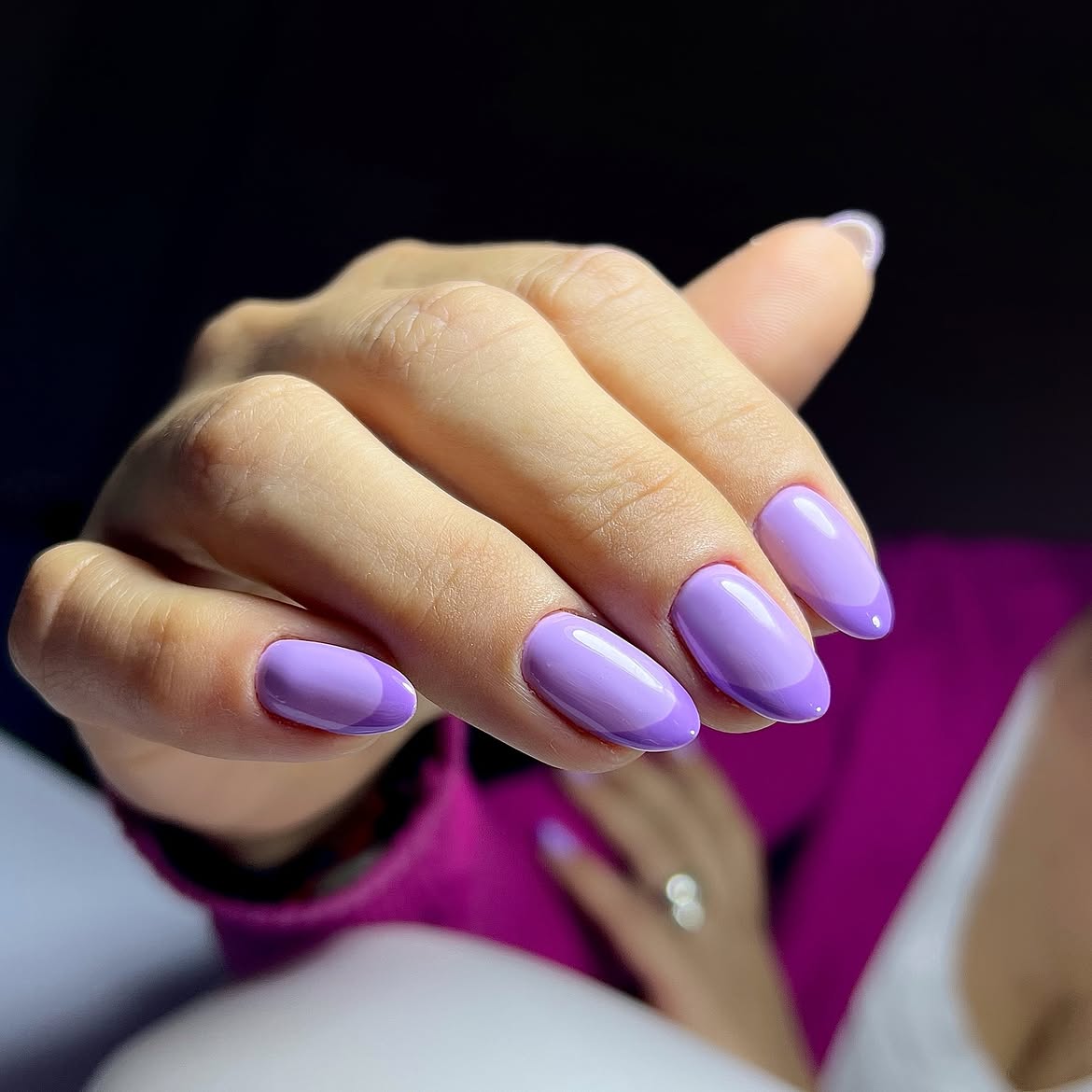 Two-Tone Lavender Oval French Nails