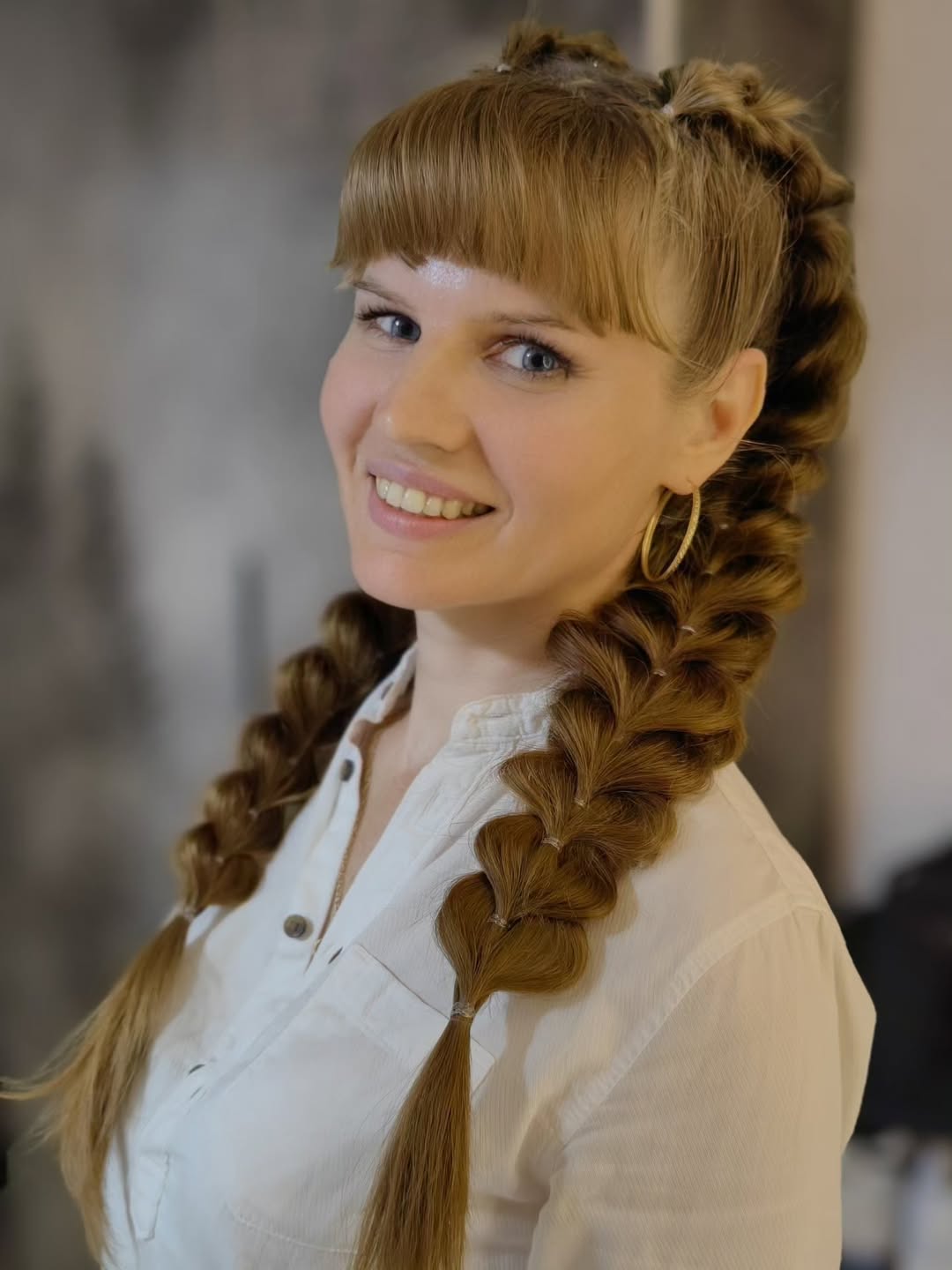 Unique Cornrow Braids With Blunt Bangs