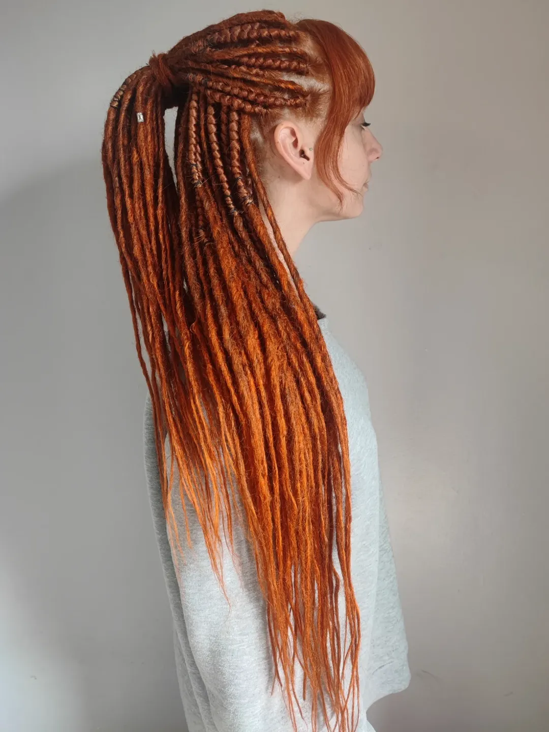 Vibrant Auburn Braided Dreadlocks Ponytail