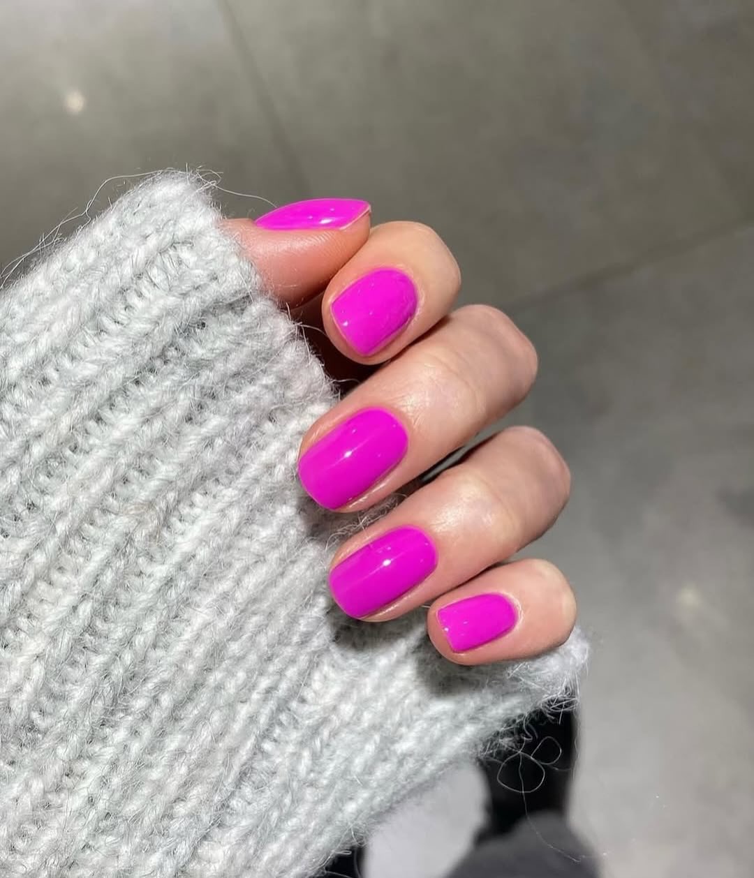 Vibrant Hot Pink Oval Nails Glossy