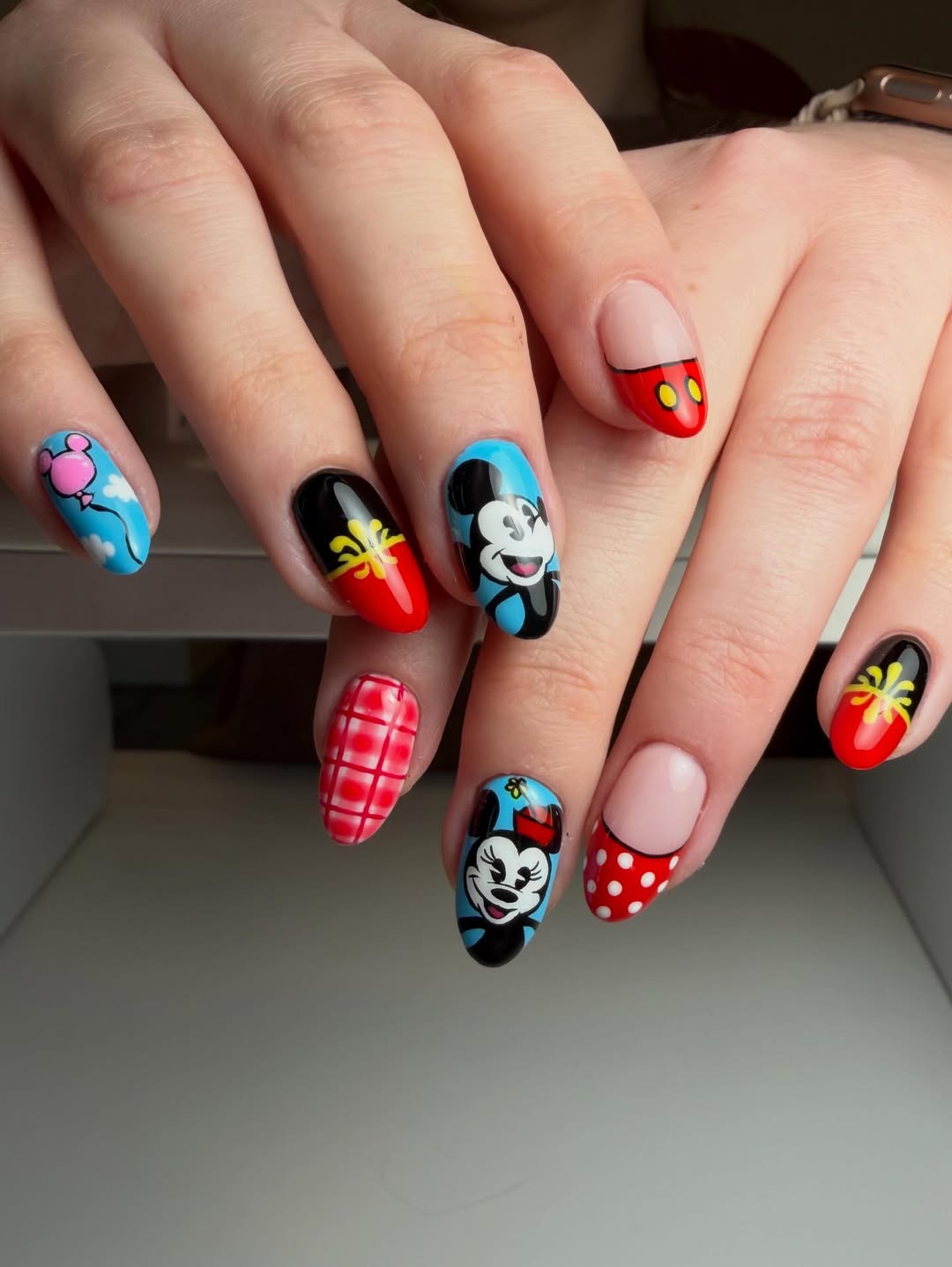 Whimsical Disney Character Mix-and-Match Oval Nails