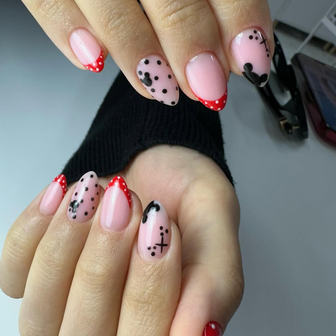 Whimsical Disney Pink and Red Polka Dot Tips