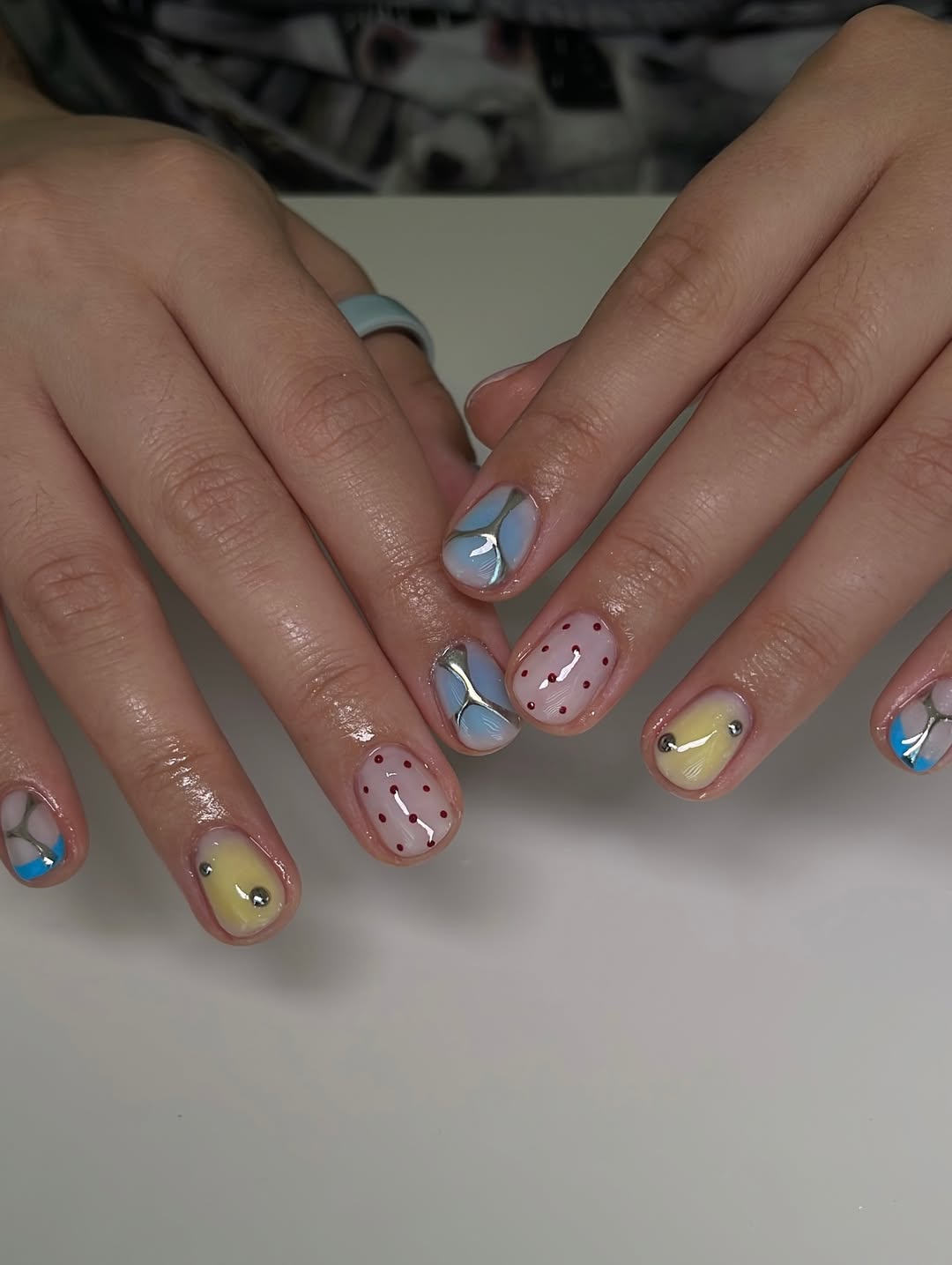 Whimsical Pastel Geometric Nail Art Mix