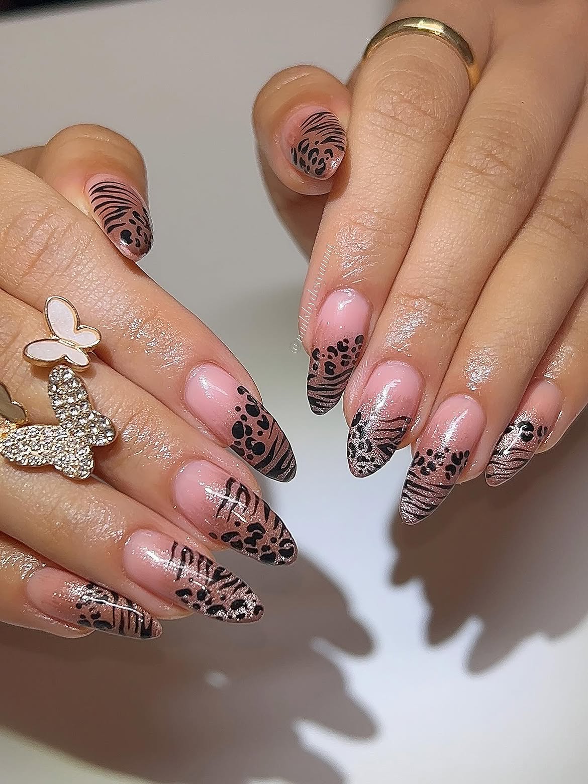 Wild Side Mixed Animal Print Almond Nails