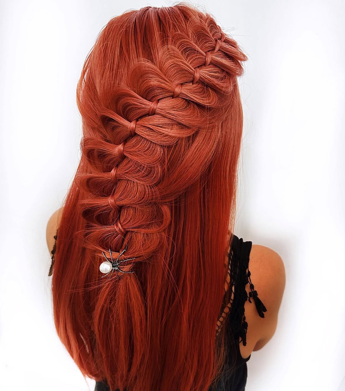 Arachnid Lace Braid With Fiery Red Hair