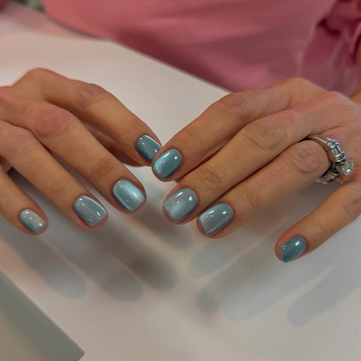 Arctic Blue Cat Eye Oval Nails