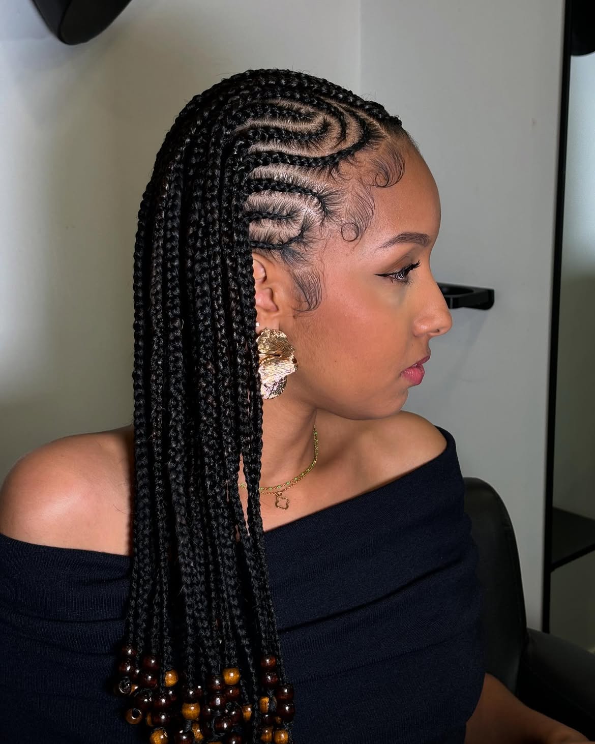 Artistic Fulani Braids With Defined Edge Swirls