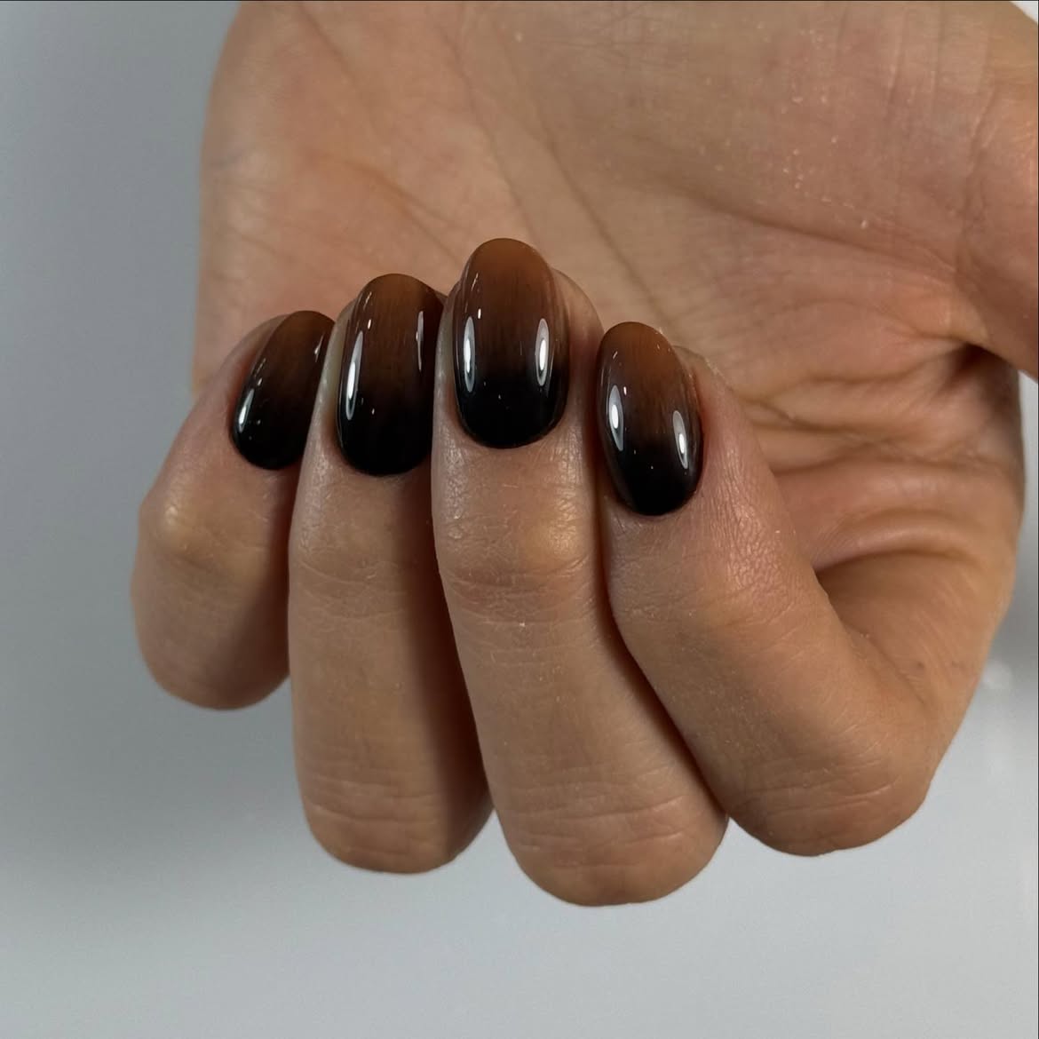 Autumnal Ombre Gradient Almond Nails