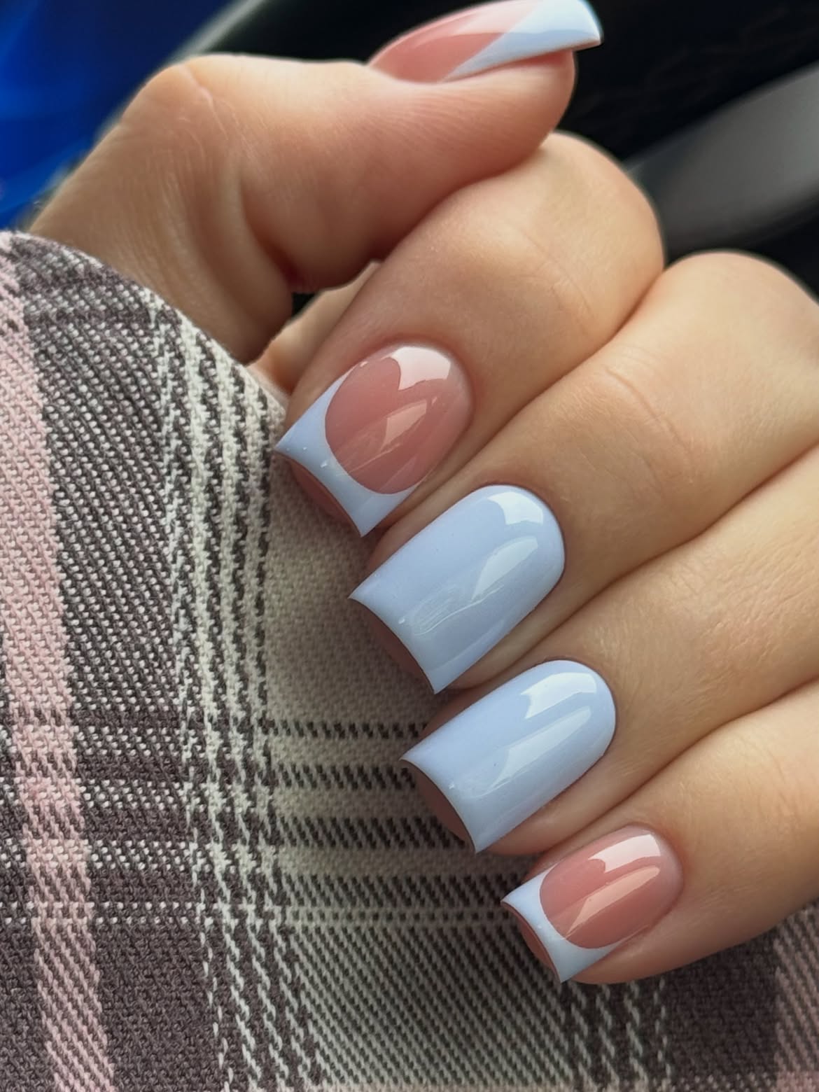 Baby Blue Half Moon French Tips