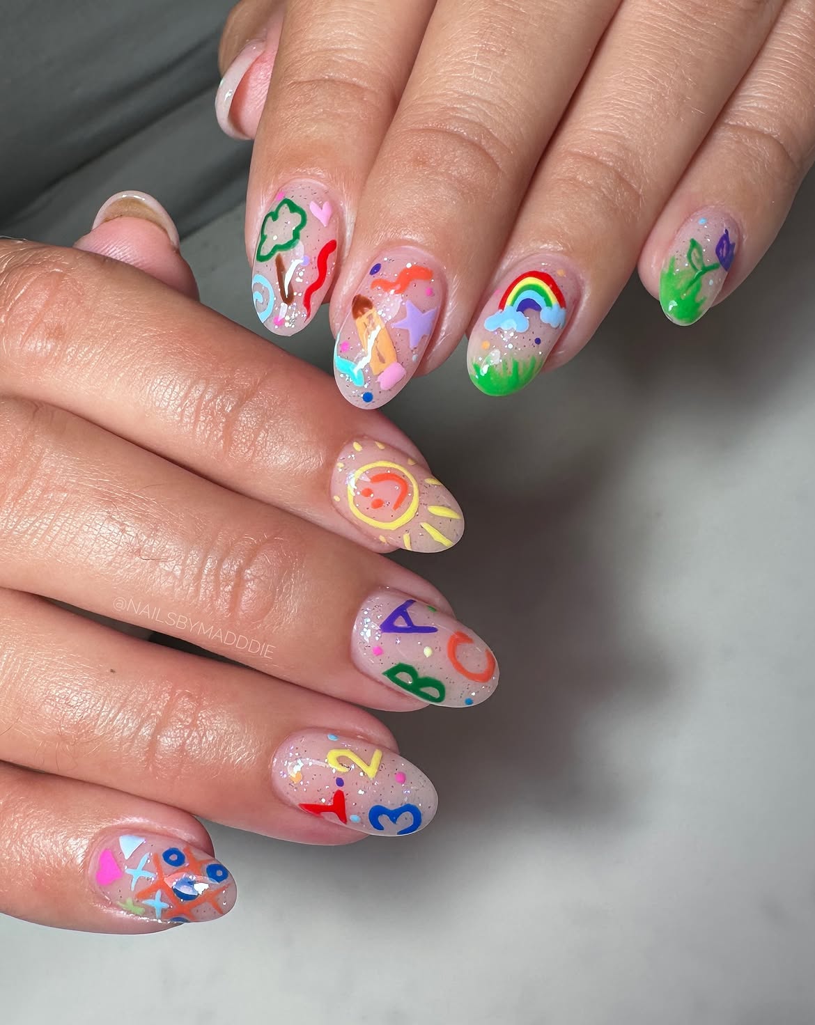 Back To School ABC And Numbers Nail Art