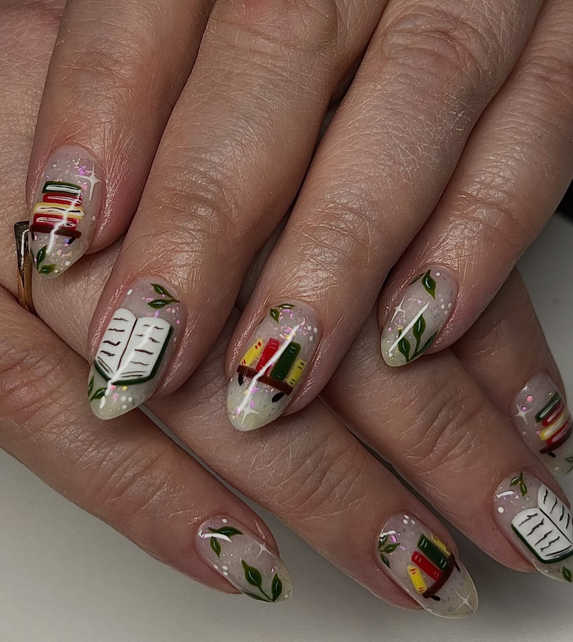 Back to School Stacked Book Nail Art