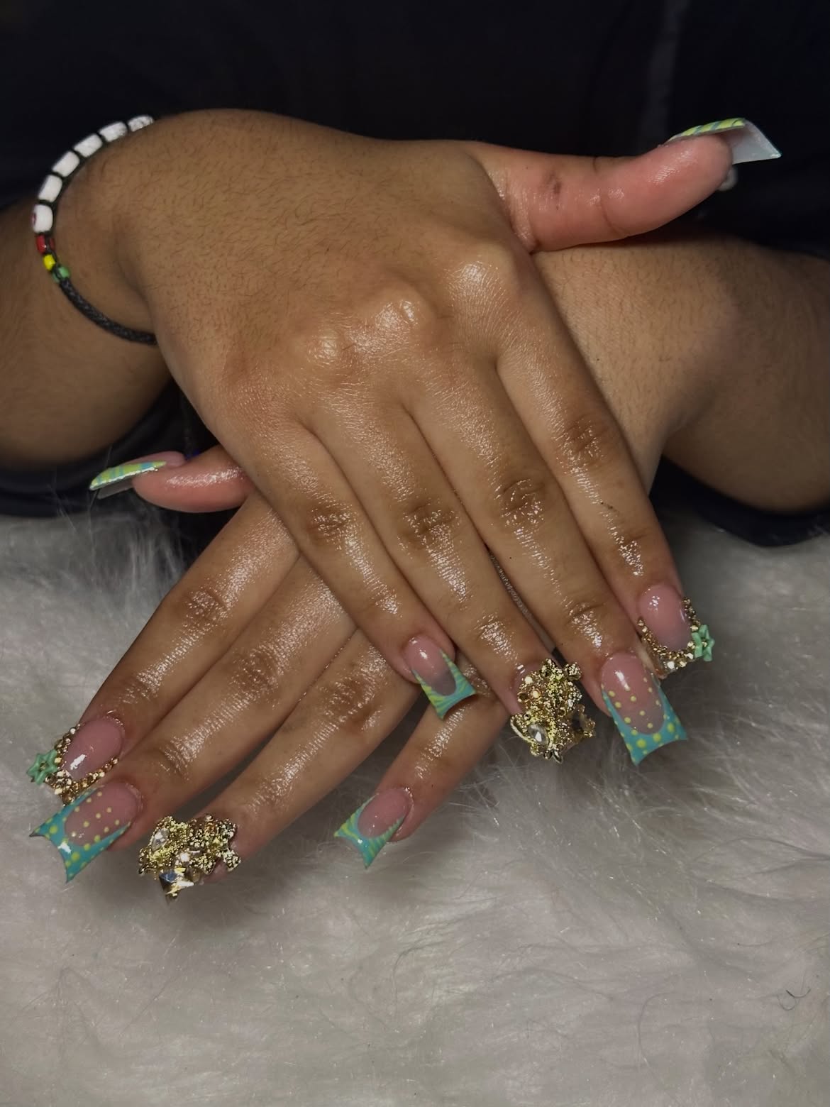 Baddie French Tips With 3D Charms