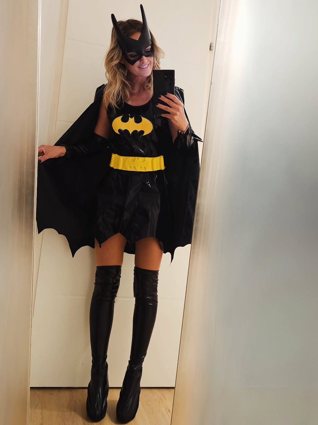 Batgirl Halloween Costume with Thigh-High Boots