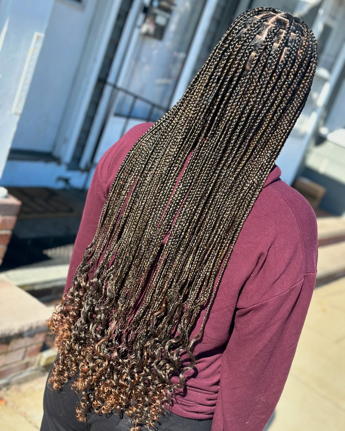 Boho Box Braids With Curly Ends For Fall