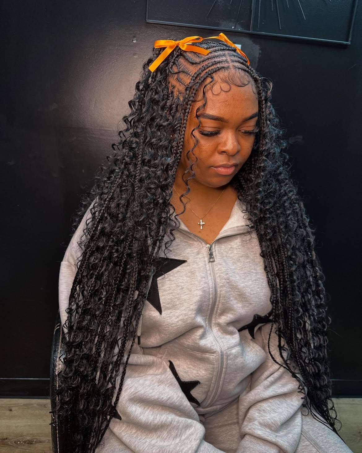 Boho Knotless Braids With Curly Ends