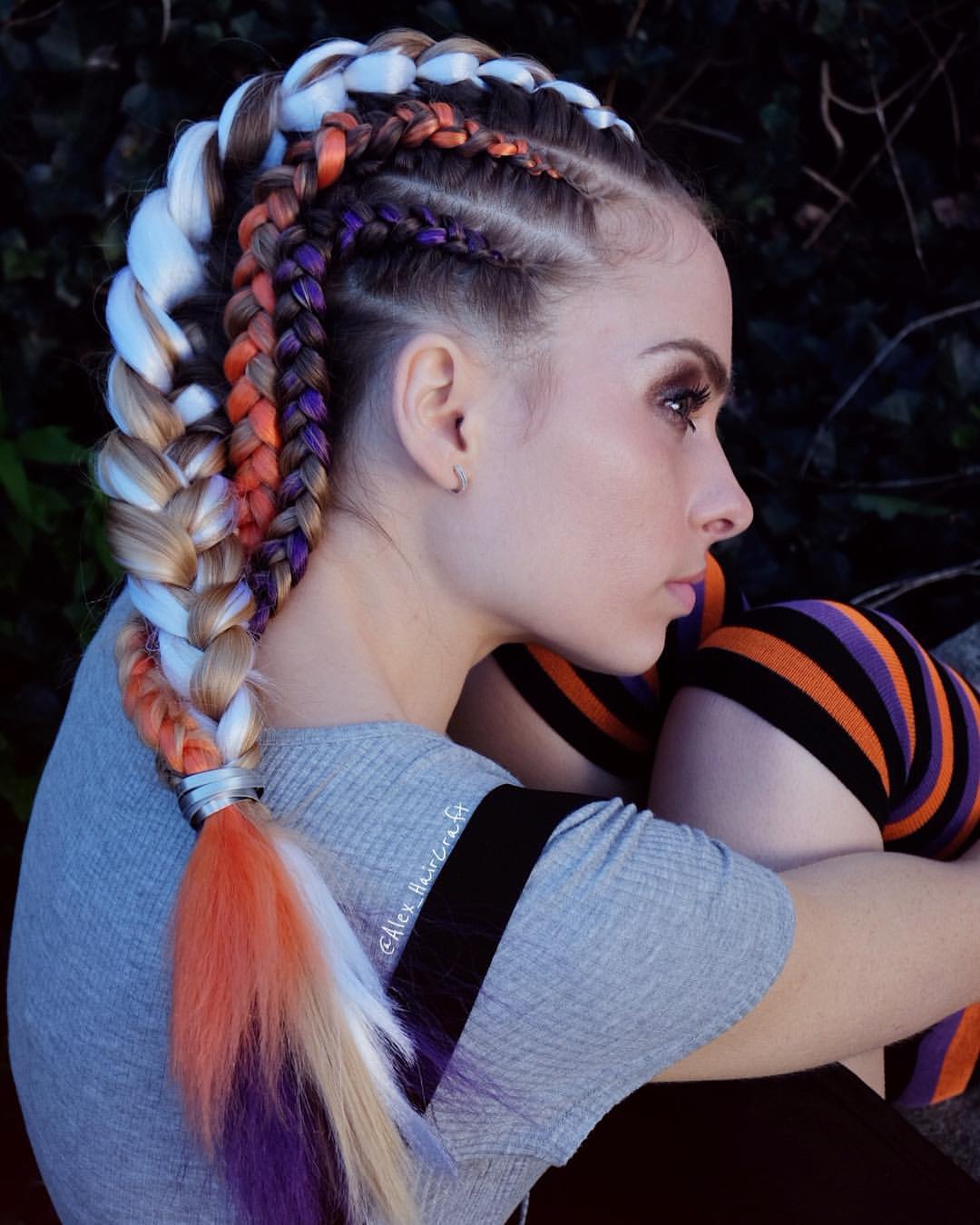 Bold Braids With Fiery Halloween Hues