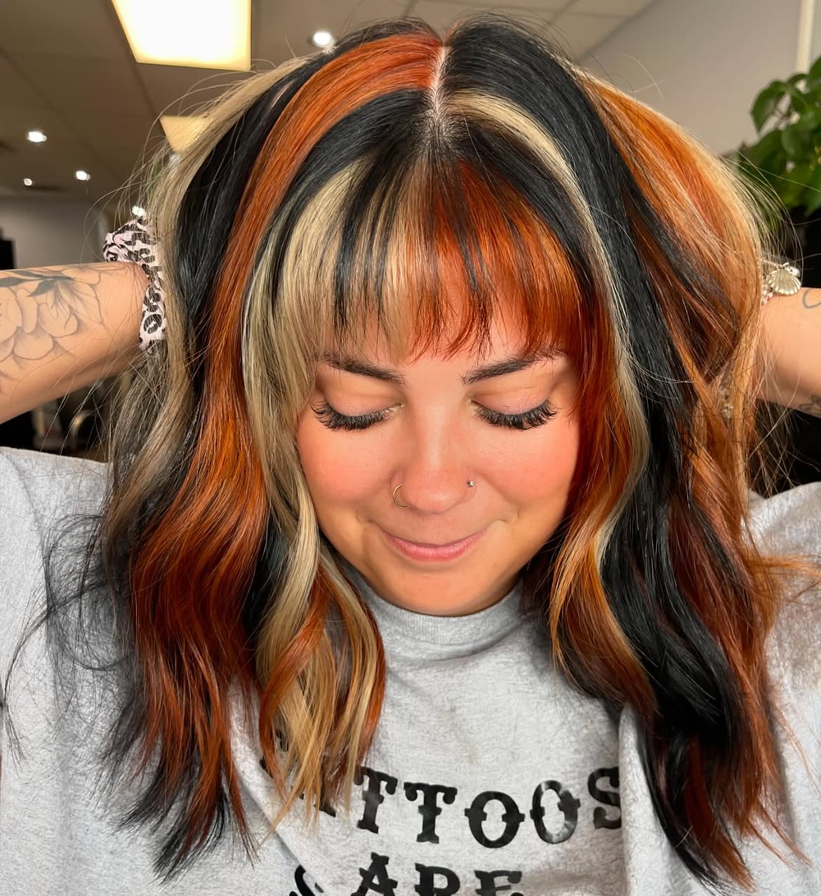 Bold Calico Color Blocked Waves