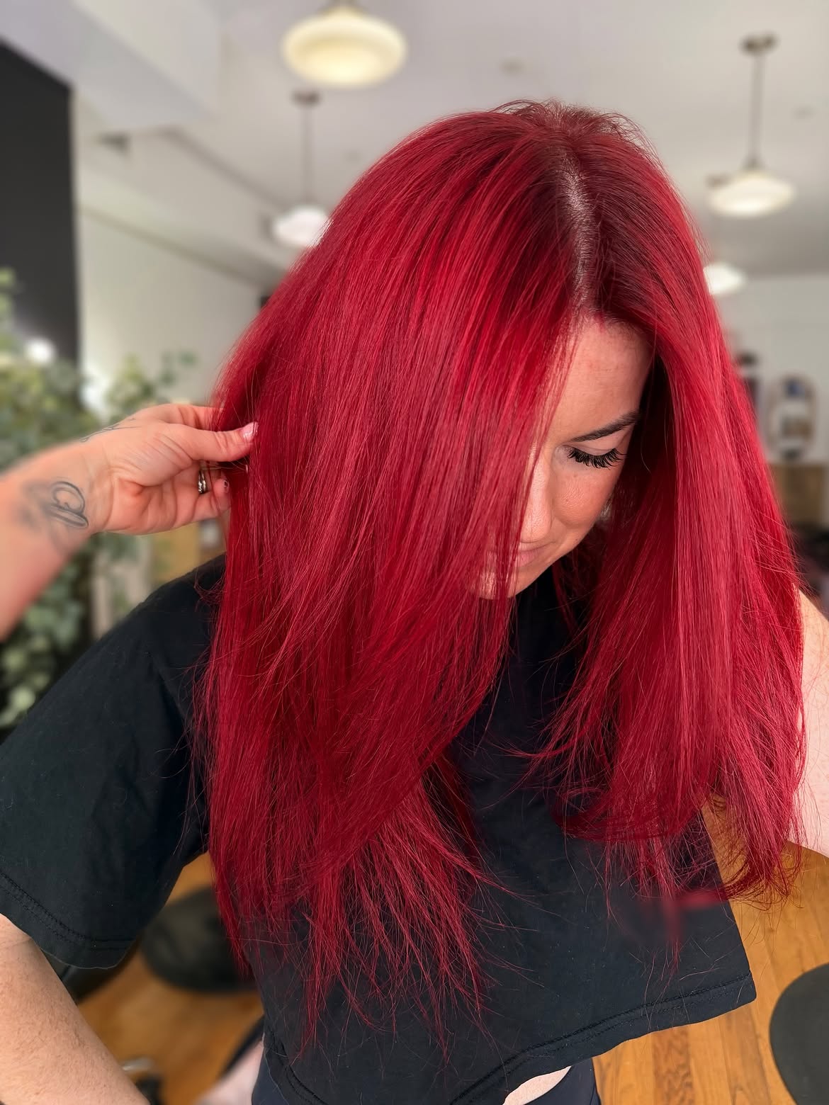 Bold Candy Apple Red Straight Hair