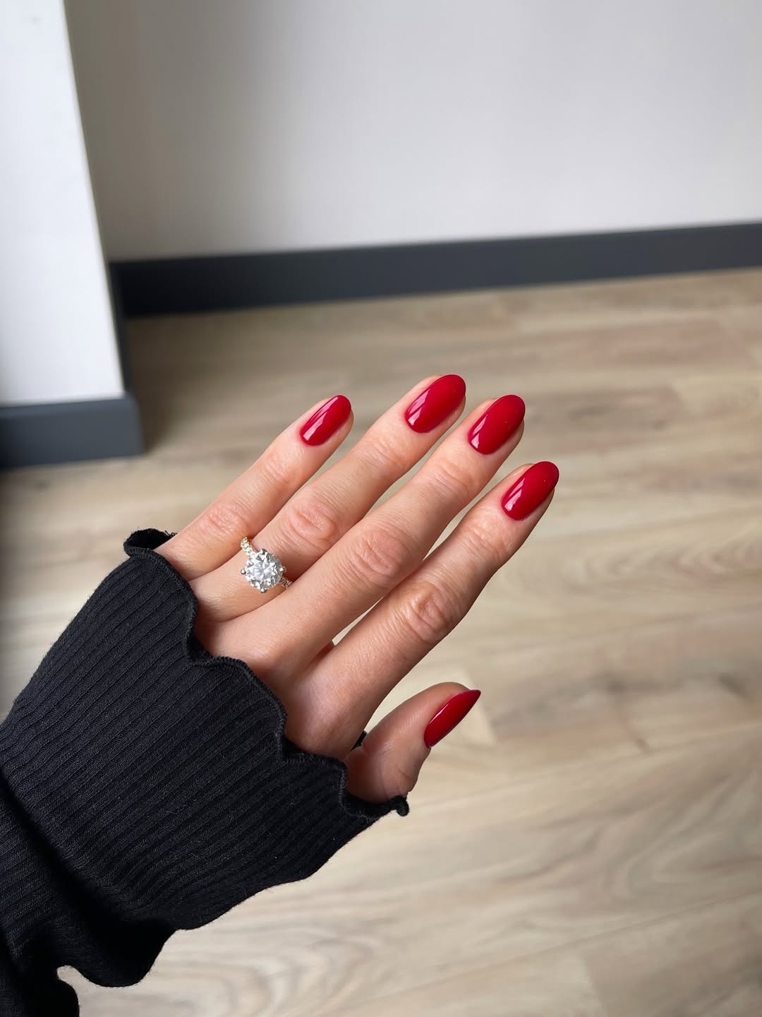 Bold Red Almond Nails with High Gloss Finish
