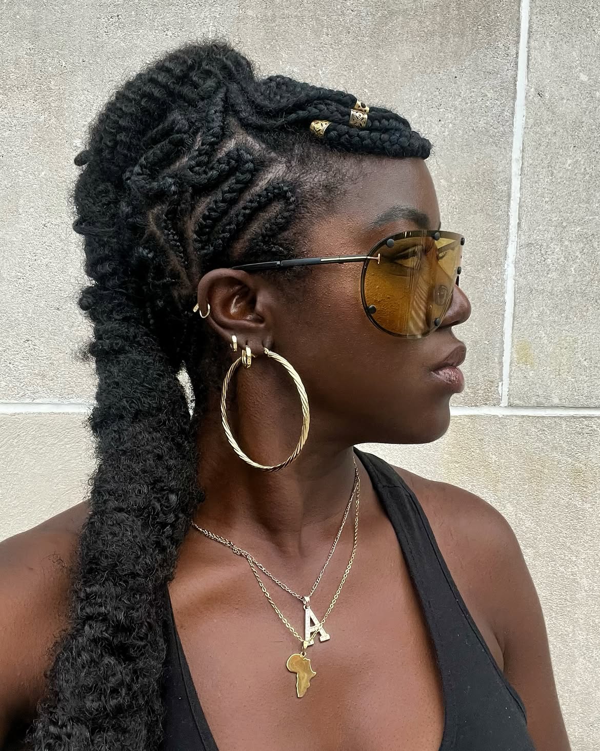 Braided Mohawk With A Curly Extension