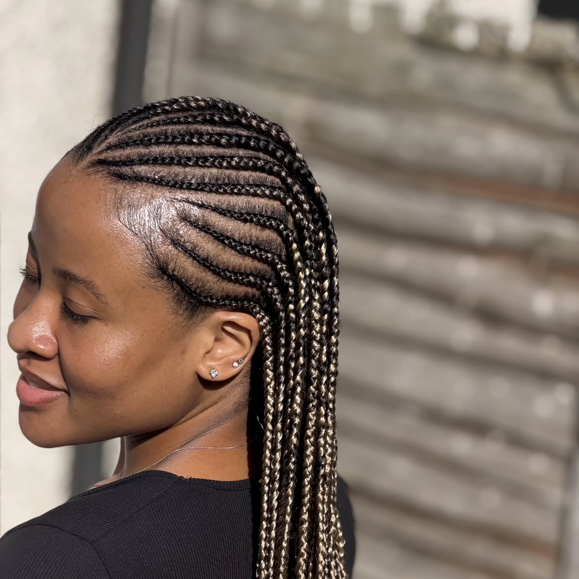 Chic Cornrows With Blonde Highlights in Mid-Back Length