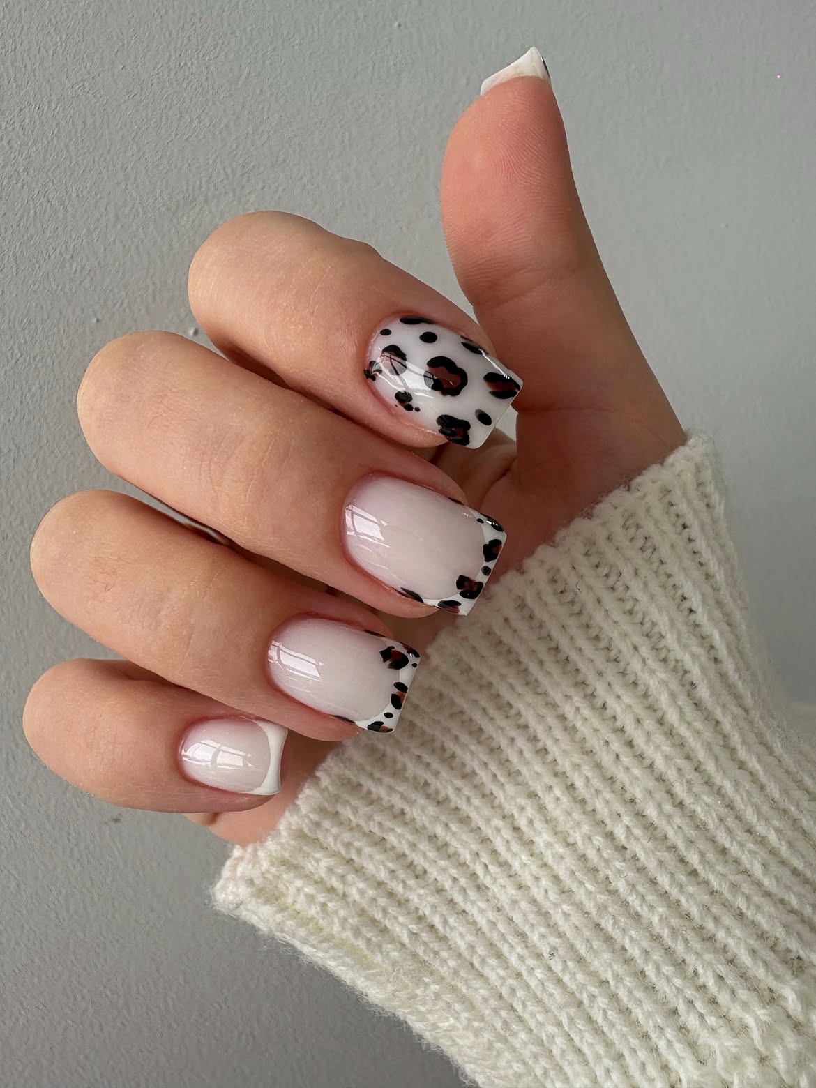 Chic French Tip Cheetah Accent Nails