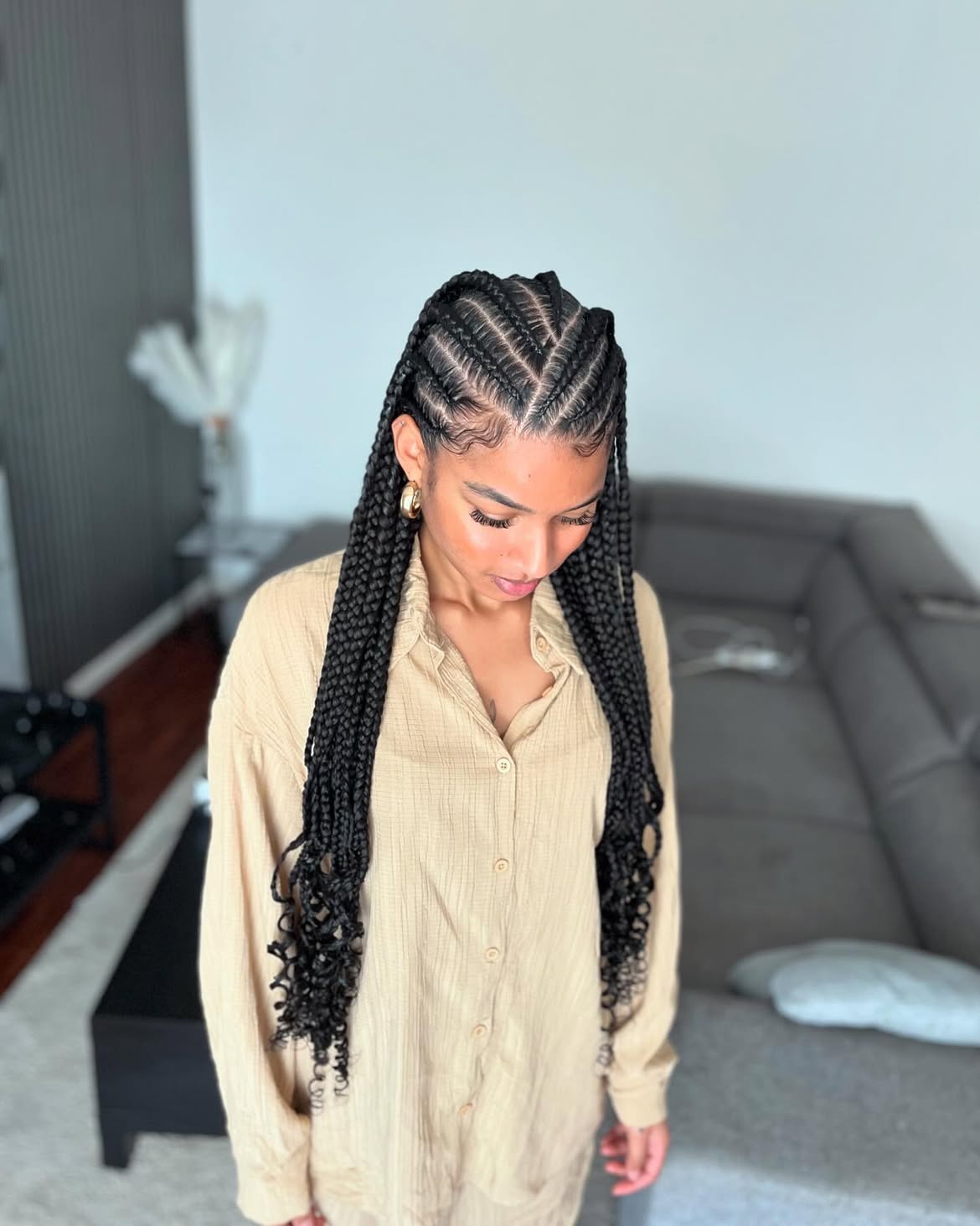 Chic Fulani Braids With Curly Ends