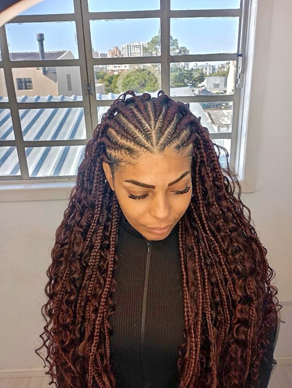 Chic Fulani Braids With Long Curly Ends