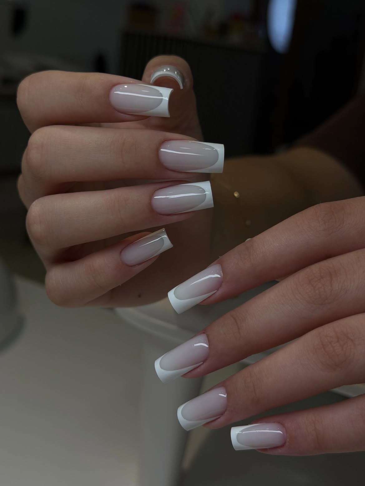 Chic Square French Tip Acrylic Nails