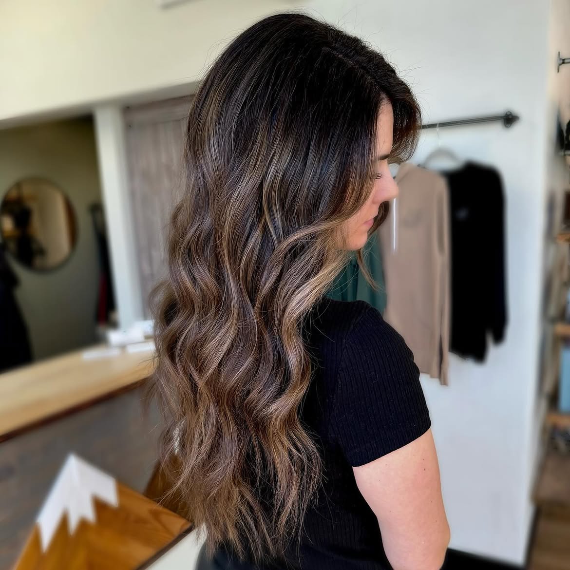 Chocolate Balayage With Subtle Caramel Highlights