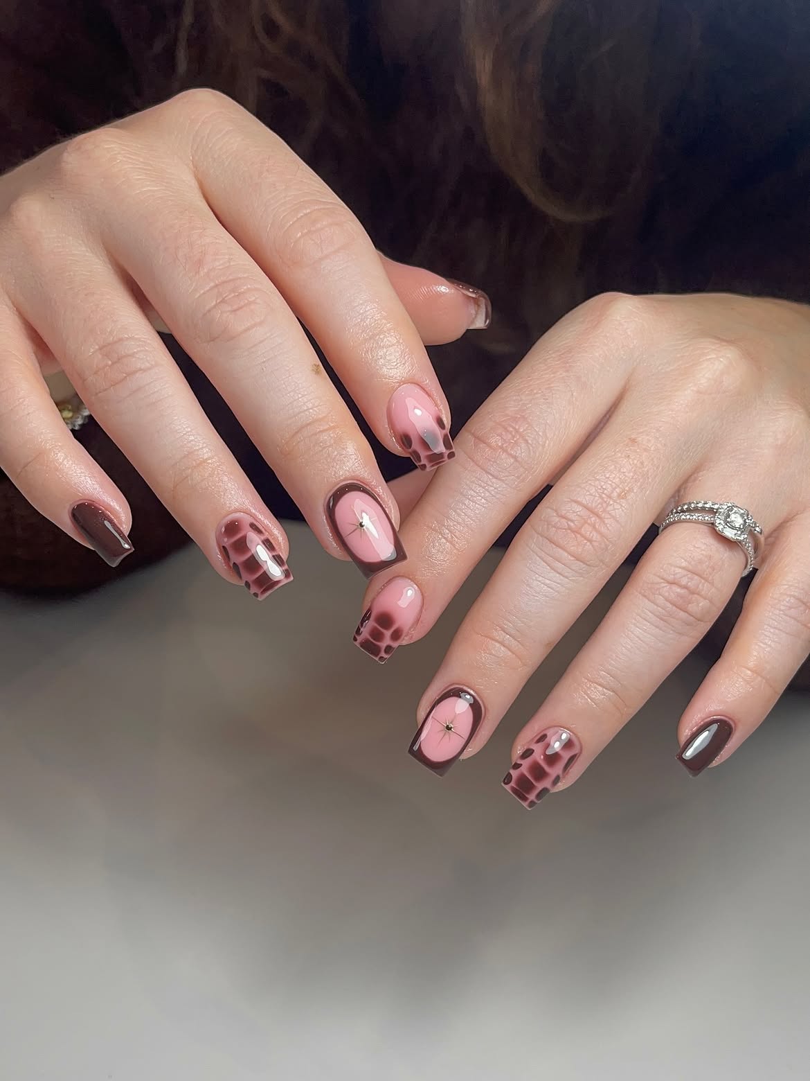Chocolate Cafe French Tip Press-Ons