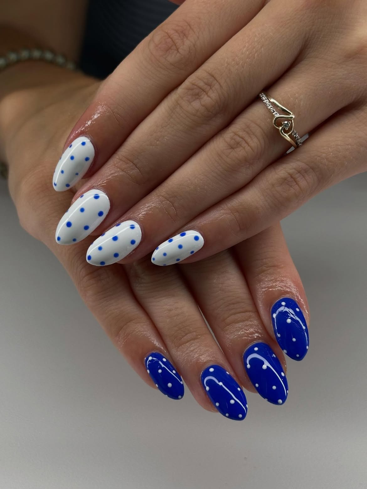 Classic Blue And White Polka Dot Nails