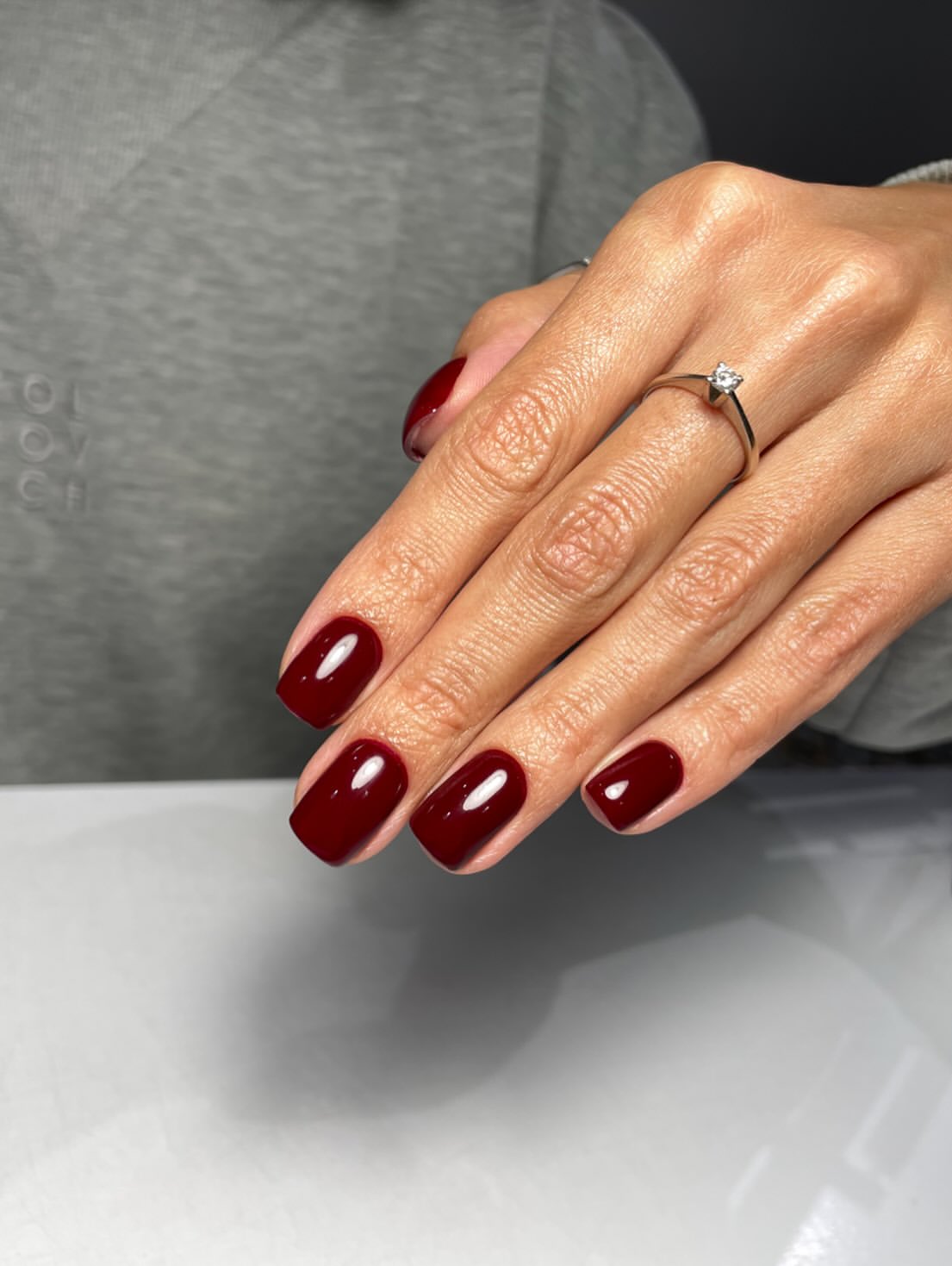 Classic Burgundy Square Glossy Nails