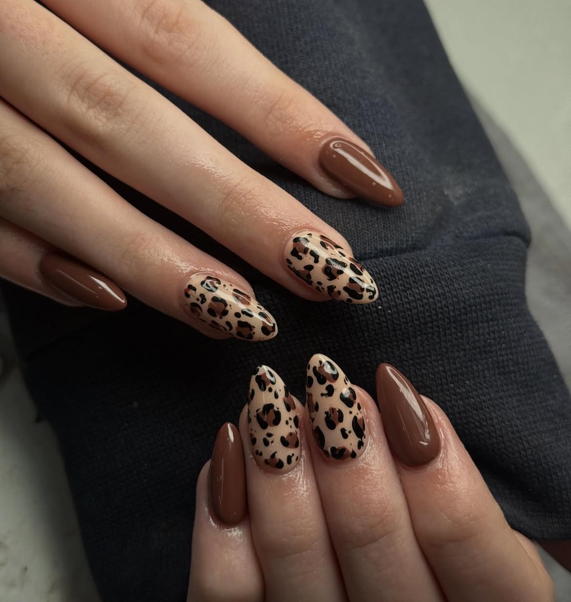 Classic Cheetah Print Almond Nails