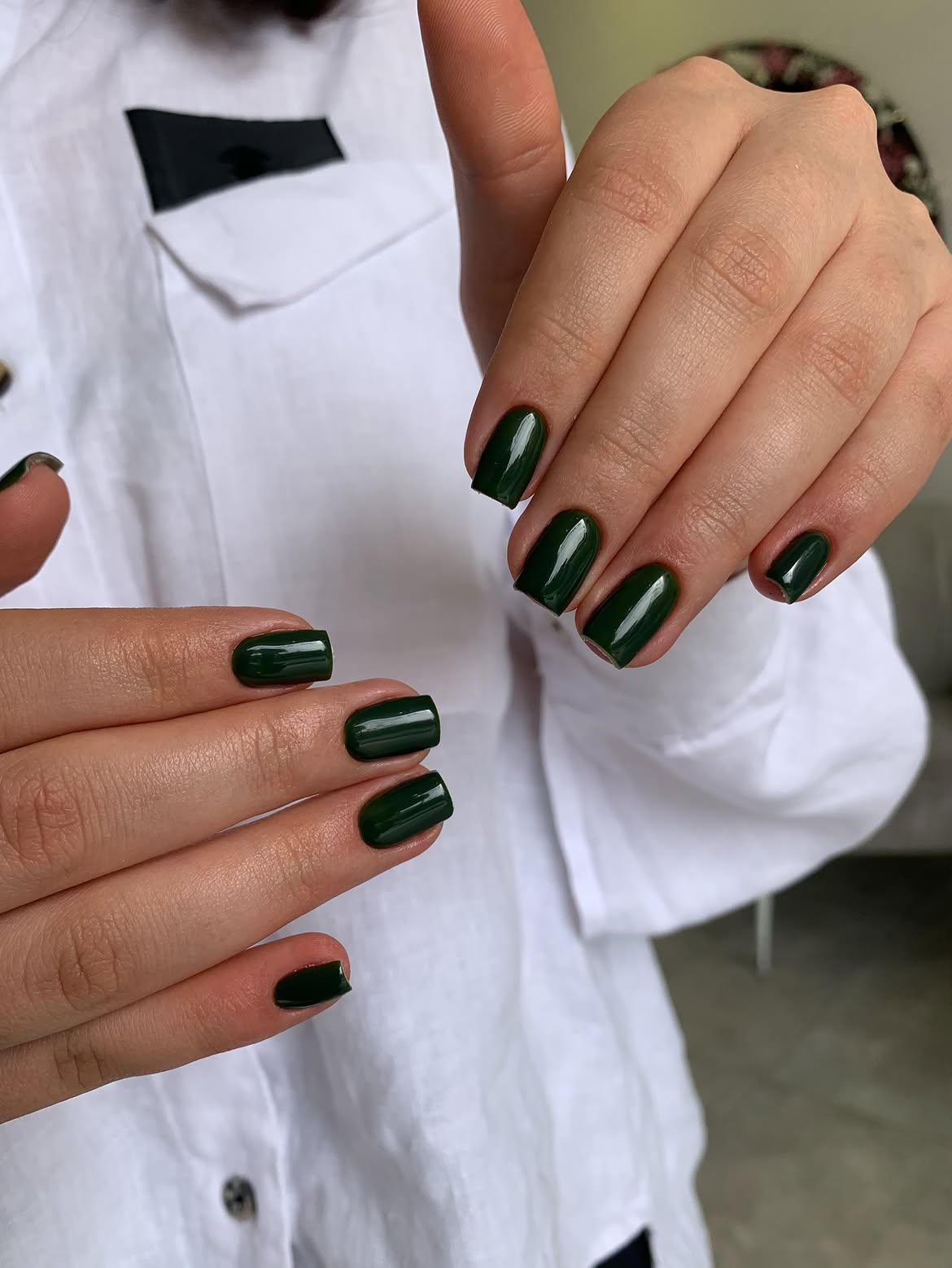 Classic Deep Emerald Green Square Nails