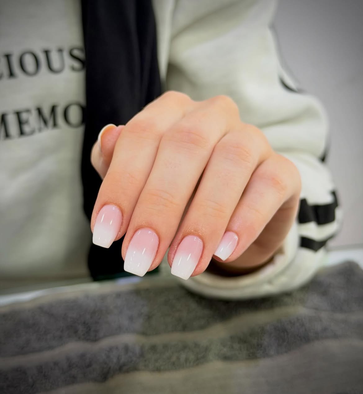 Classic Pink and White Ombre Coffin Nails