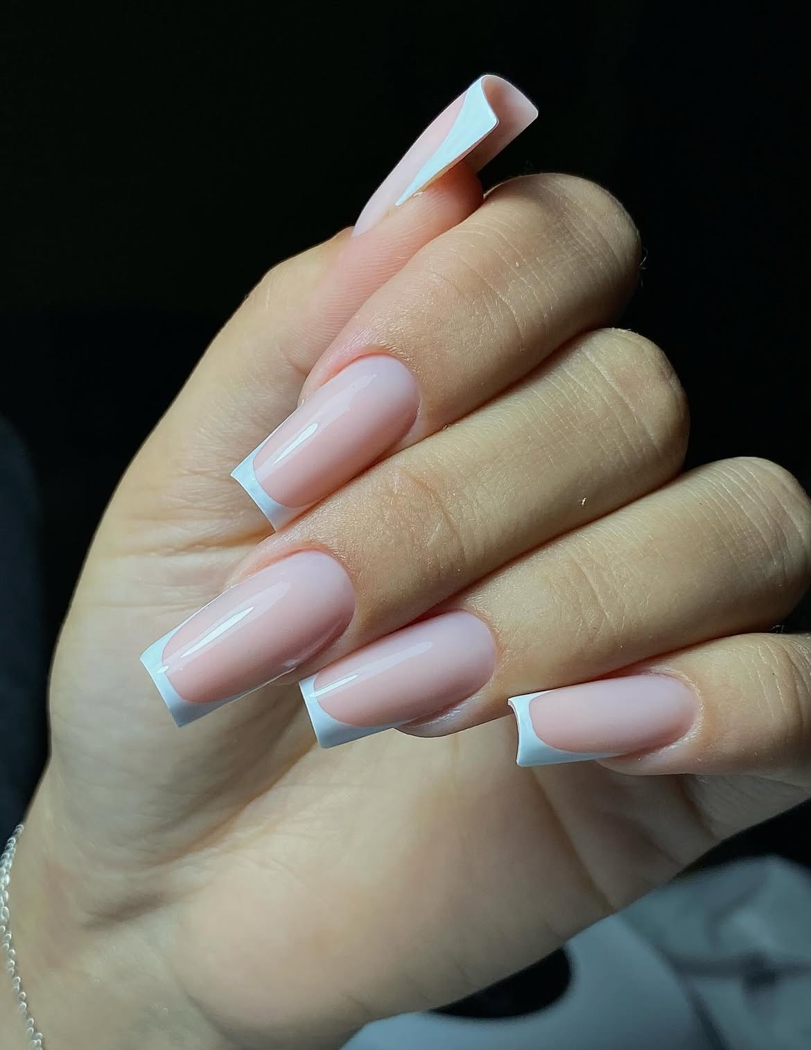 Classic Pink and White Square French Manicure