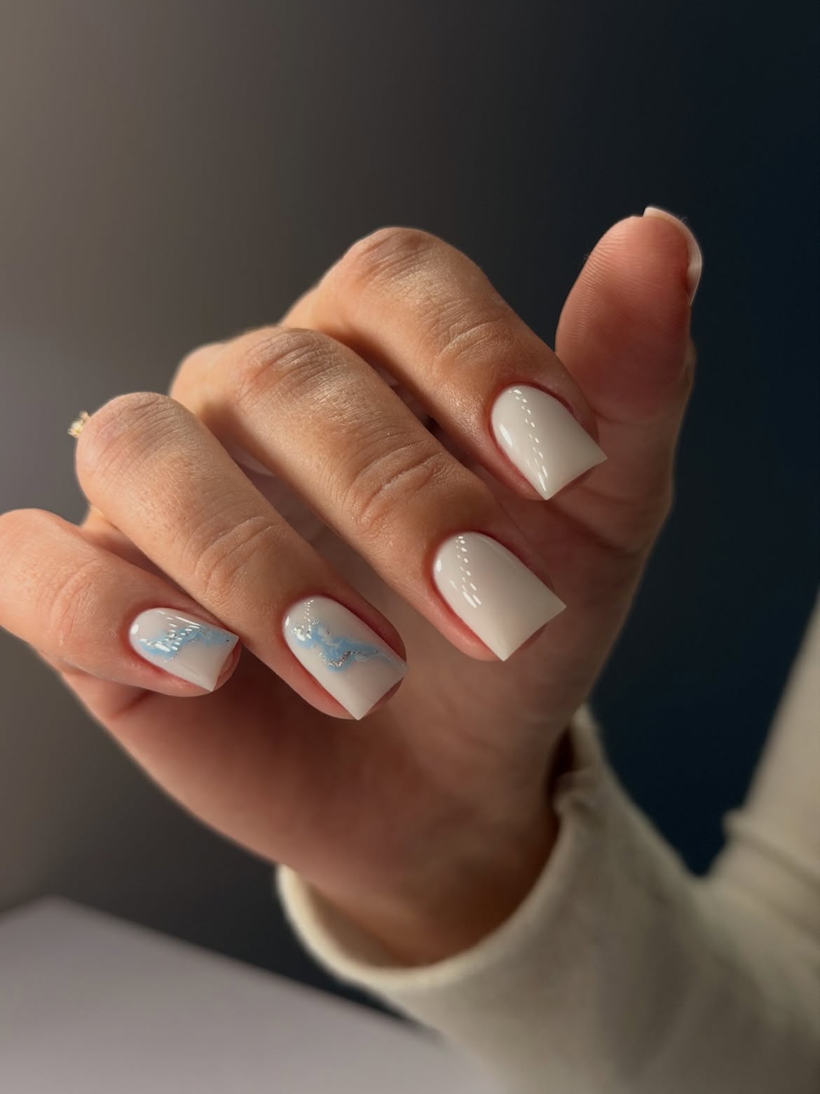 Cloud Nine Milky White Square Nails
