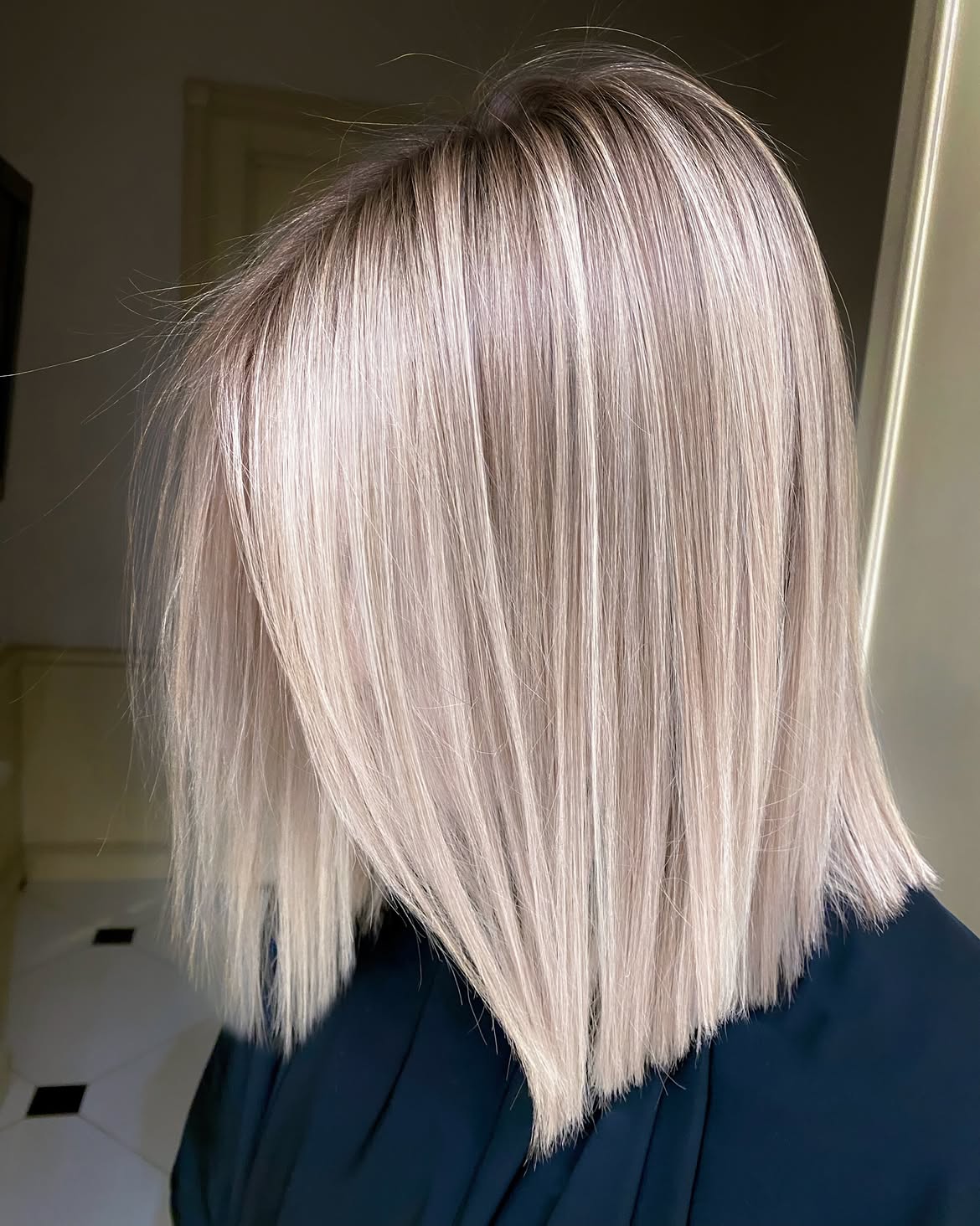 Cool Ash Blonde Blunt Bob With Subtle Layers