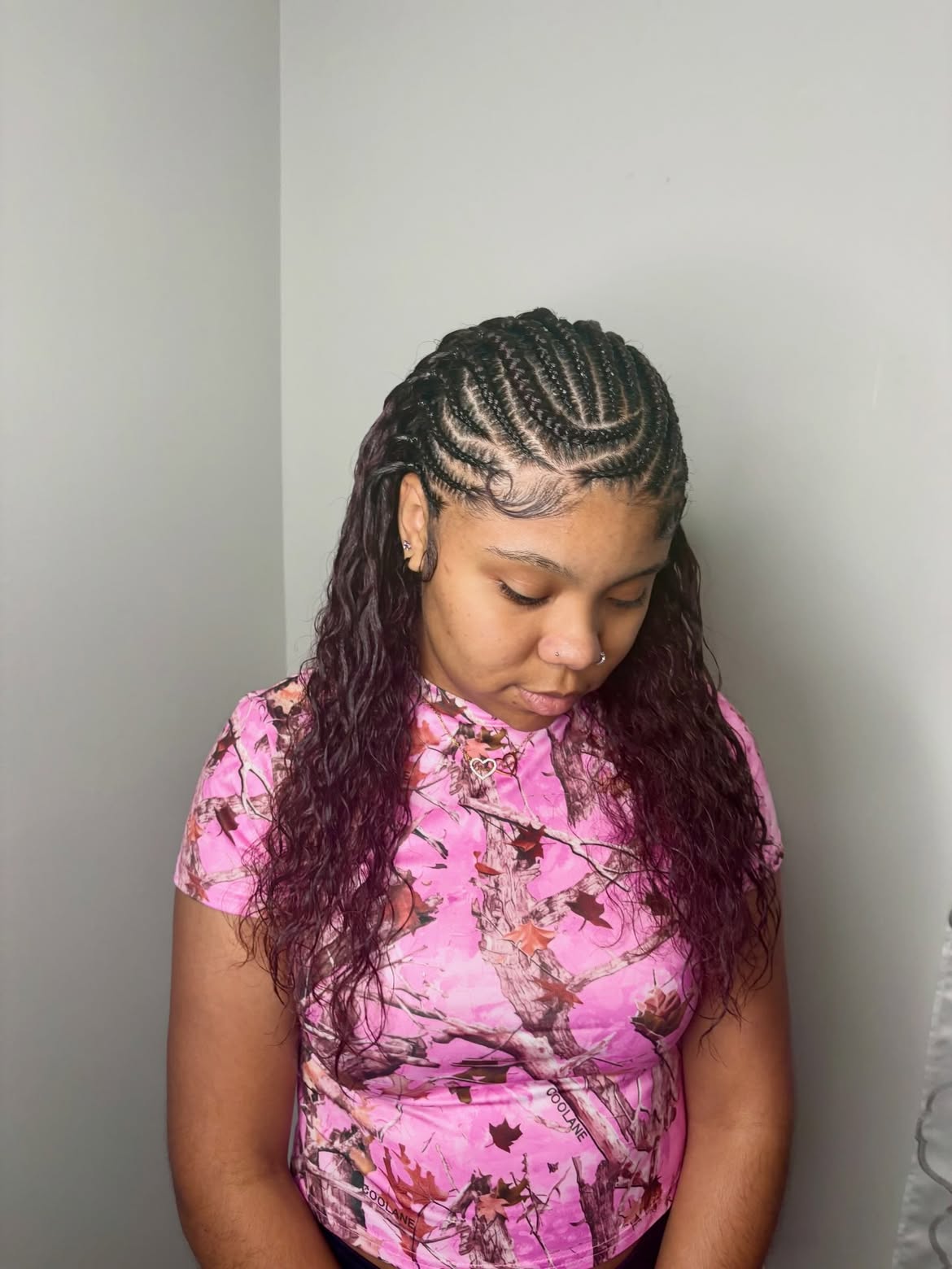 Cornrows with Deep Wavy Bundles