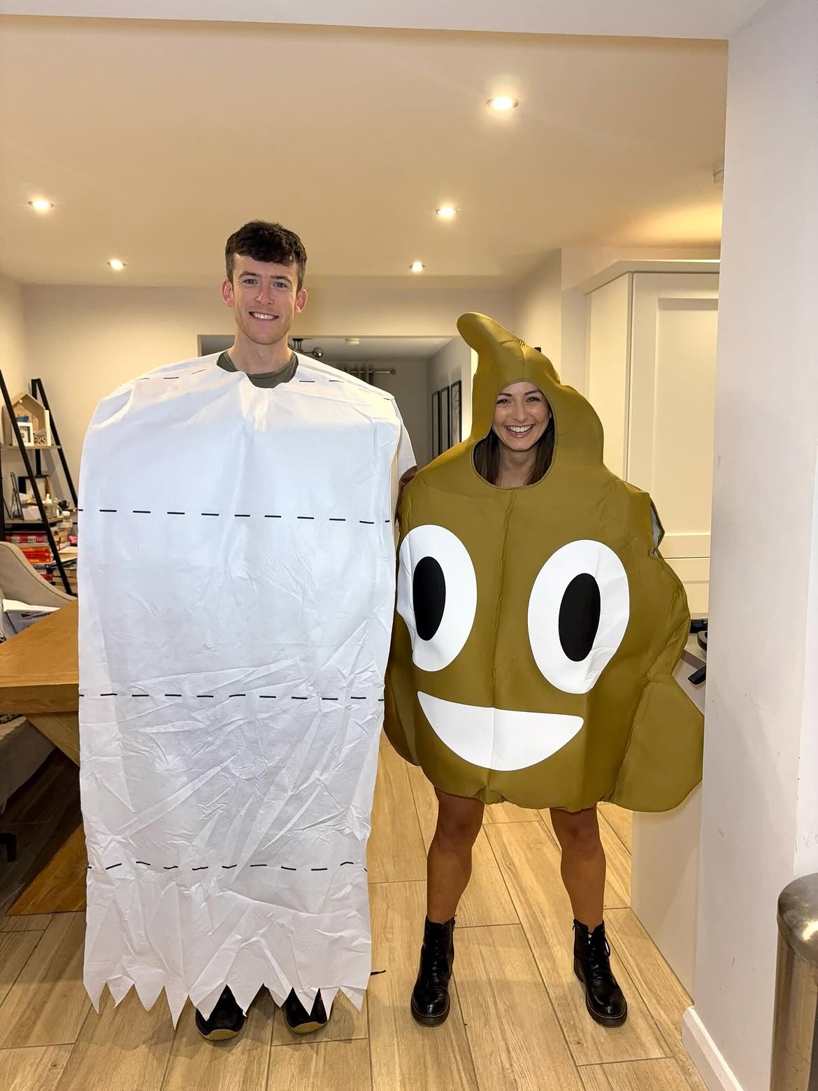 Couples Halloween Toilet Paper and Poop Costume Duo