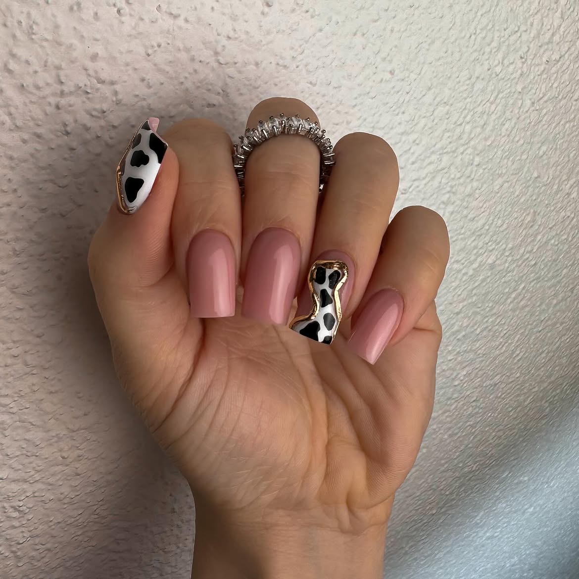 Cow Print Boot Western Square Nails